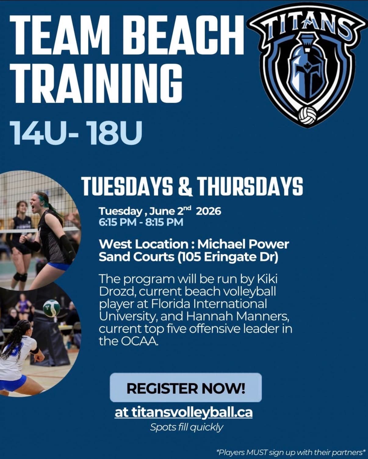 Titans Team Beach Training 14U-18U flyer