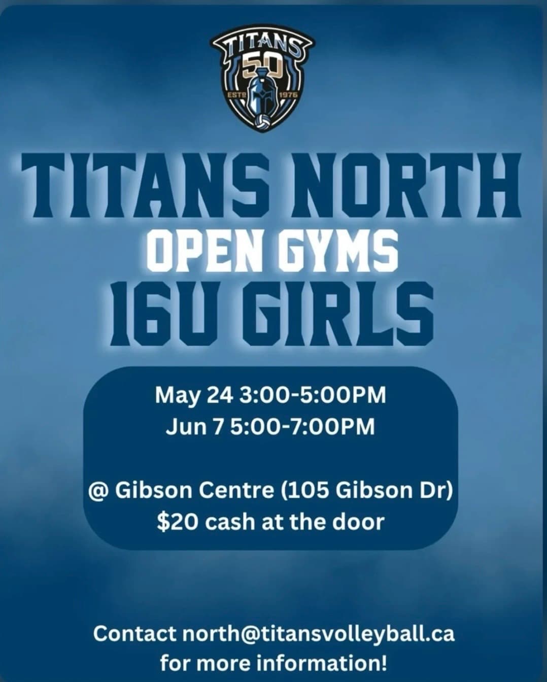 Titans North 16U Girls Open Gym flyer