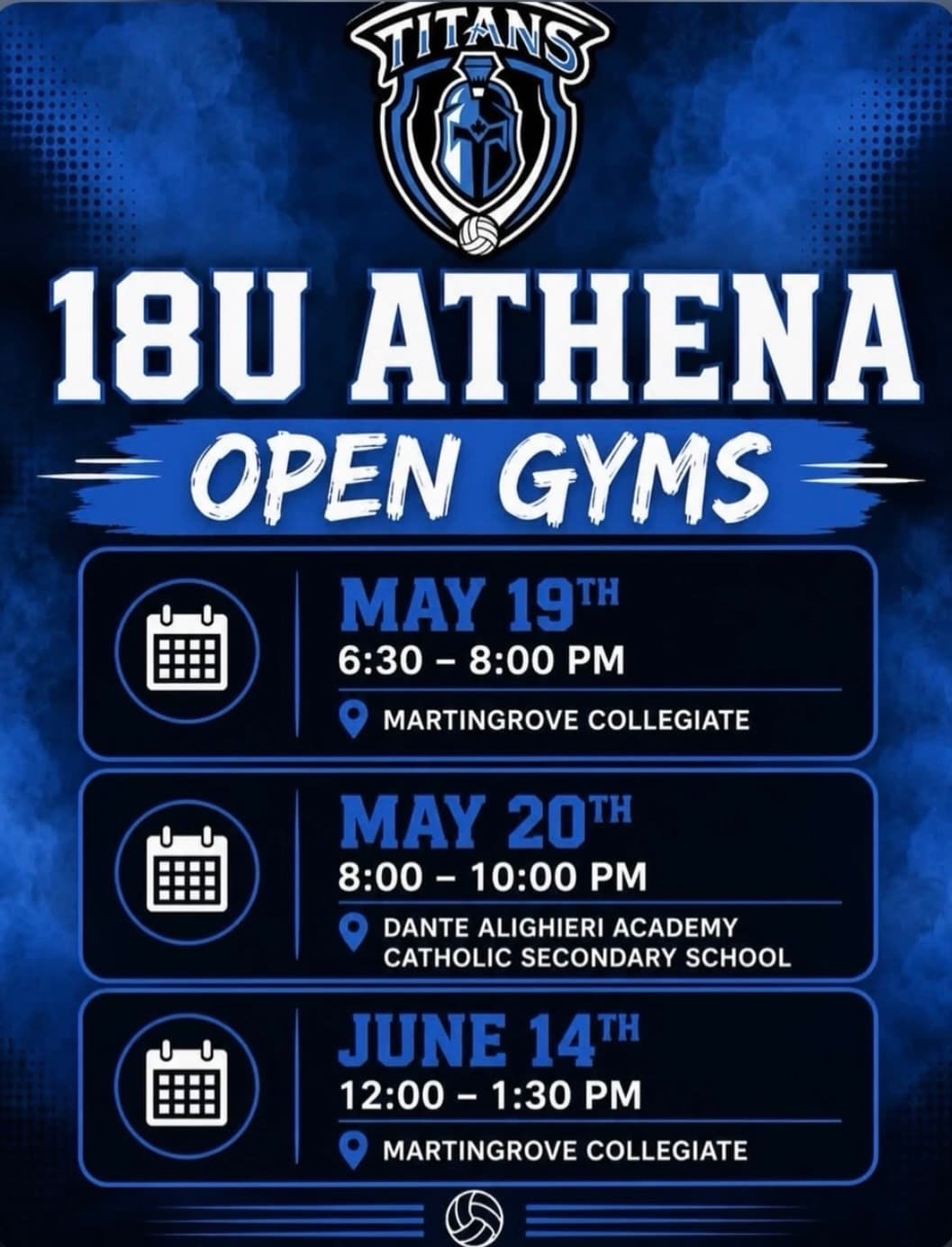 Titans Athena 18U Girls Open Gym - Jun 14 flyer
