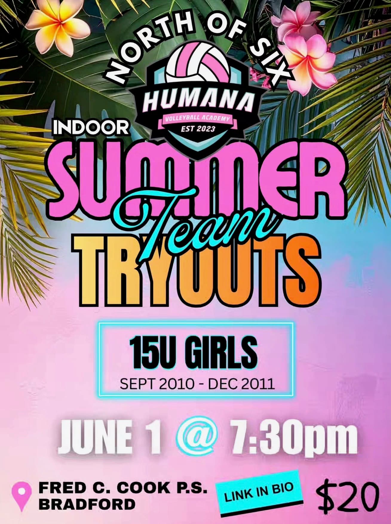 Indoor Summer Team Tryouts - 15U Girls flyer