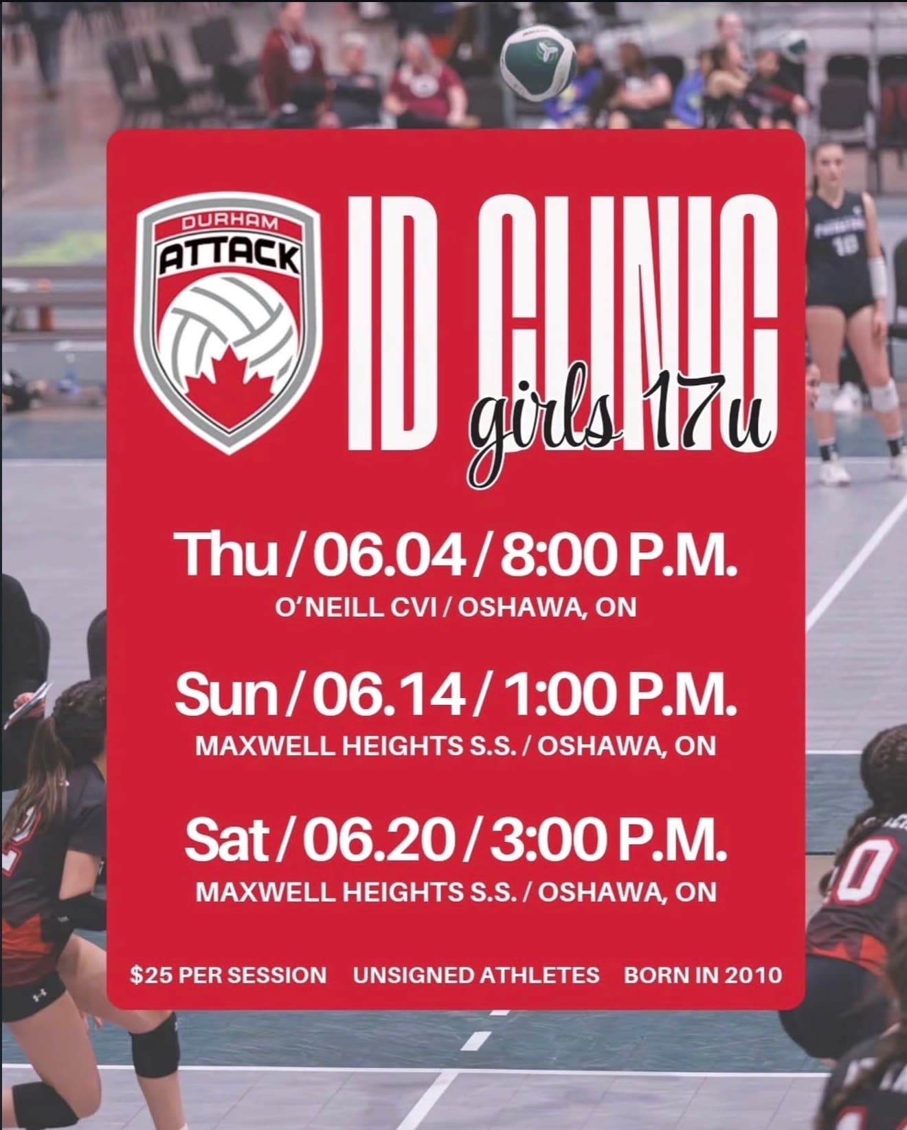 Durham Attack 17U Girls ID Clinic flyer