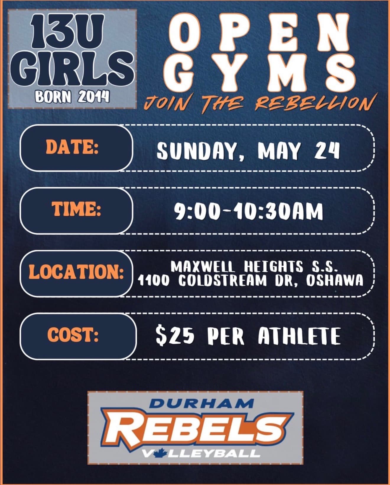 13U Girls Open Gym flyer