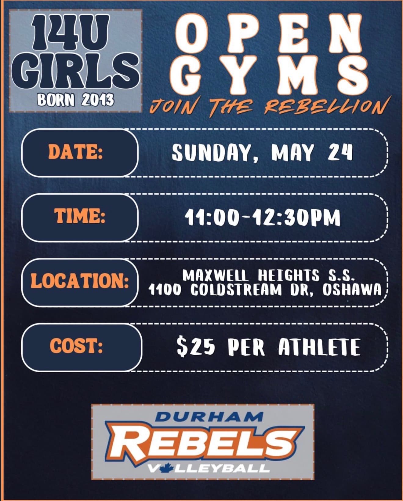 14U Girls Open Gym flyer