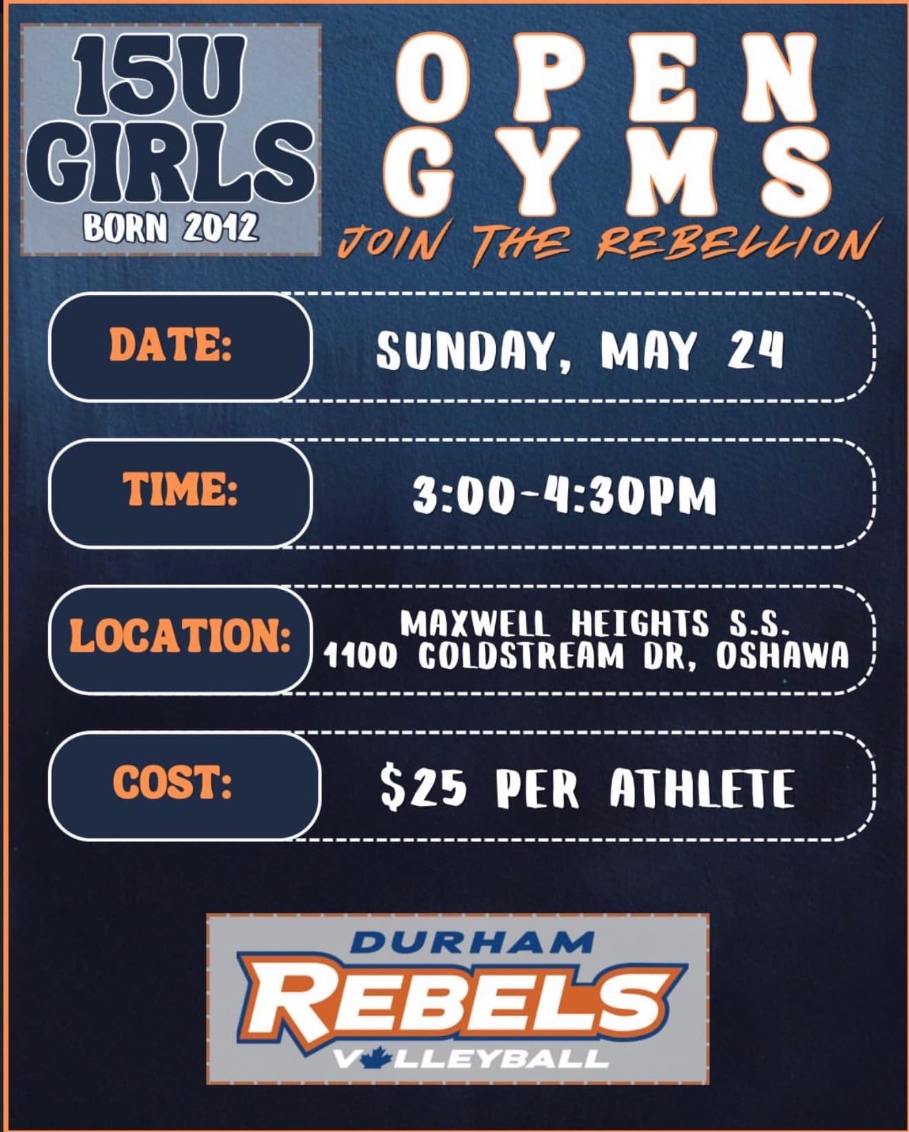 15U Girls Open Gym flyer