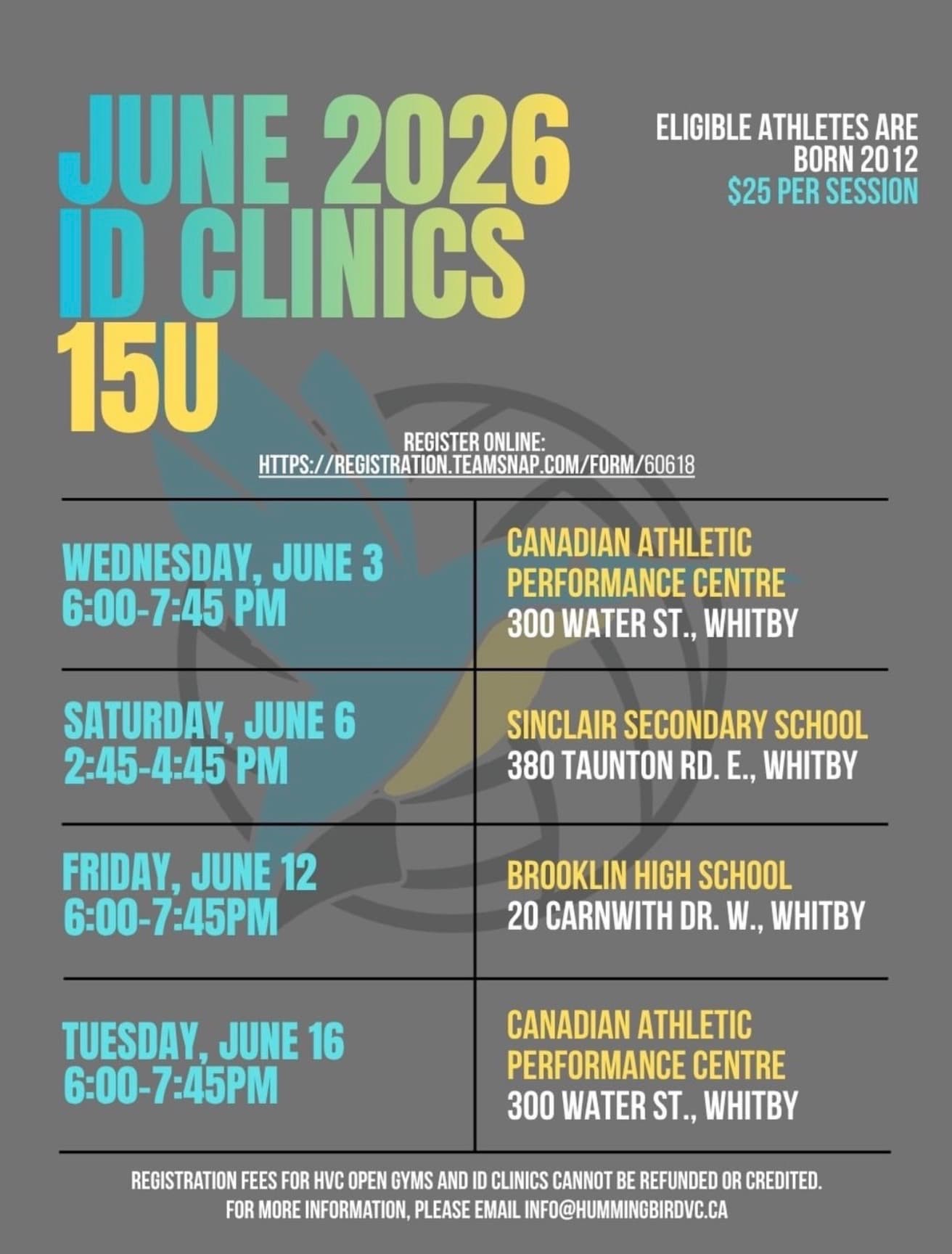 June 2026 ID Clinic - 15U Session 3 flyer