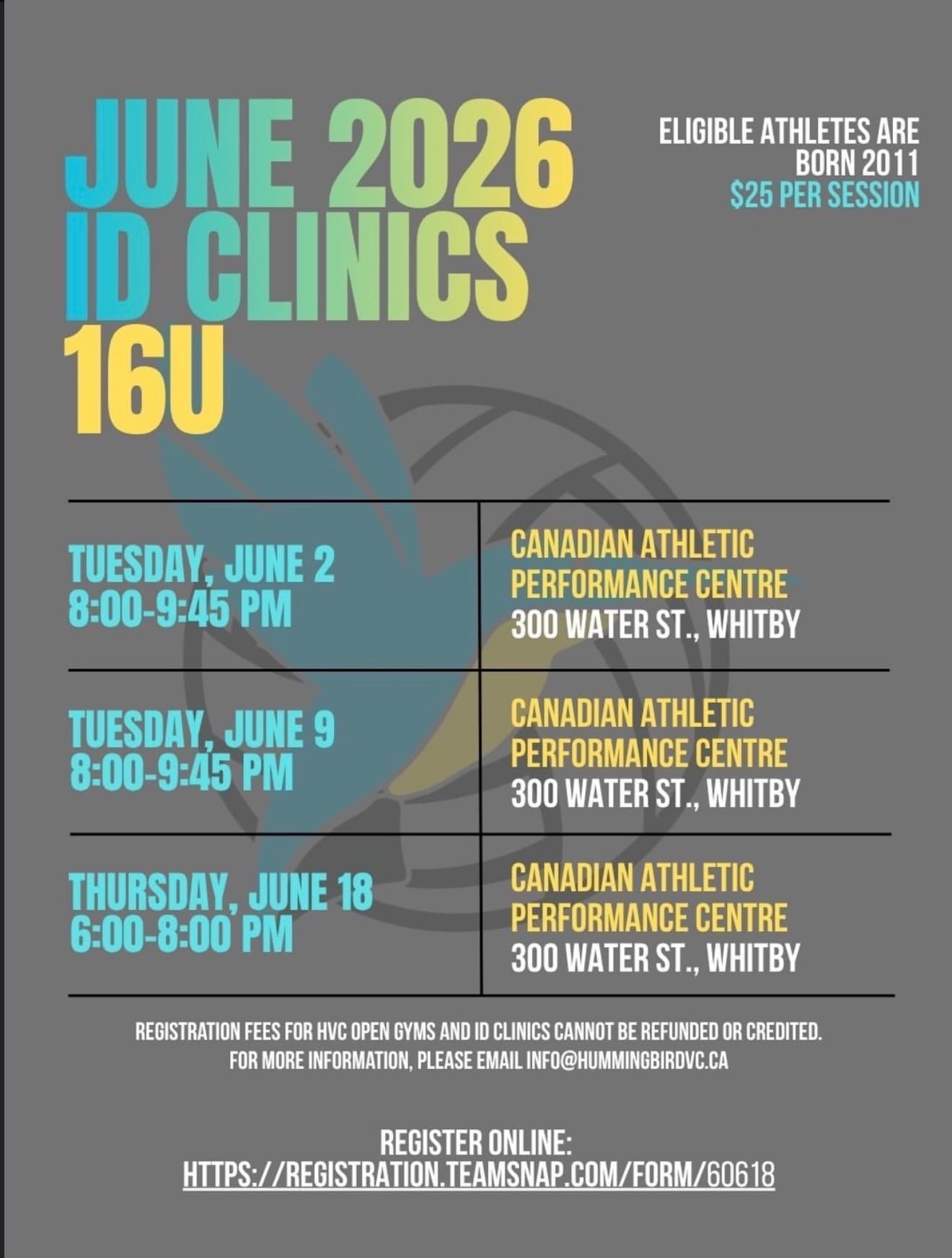June 2026 ID Clinic - 16U Session 3 flyer
