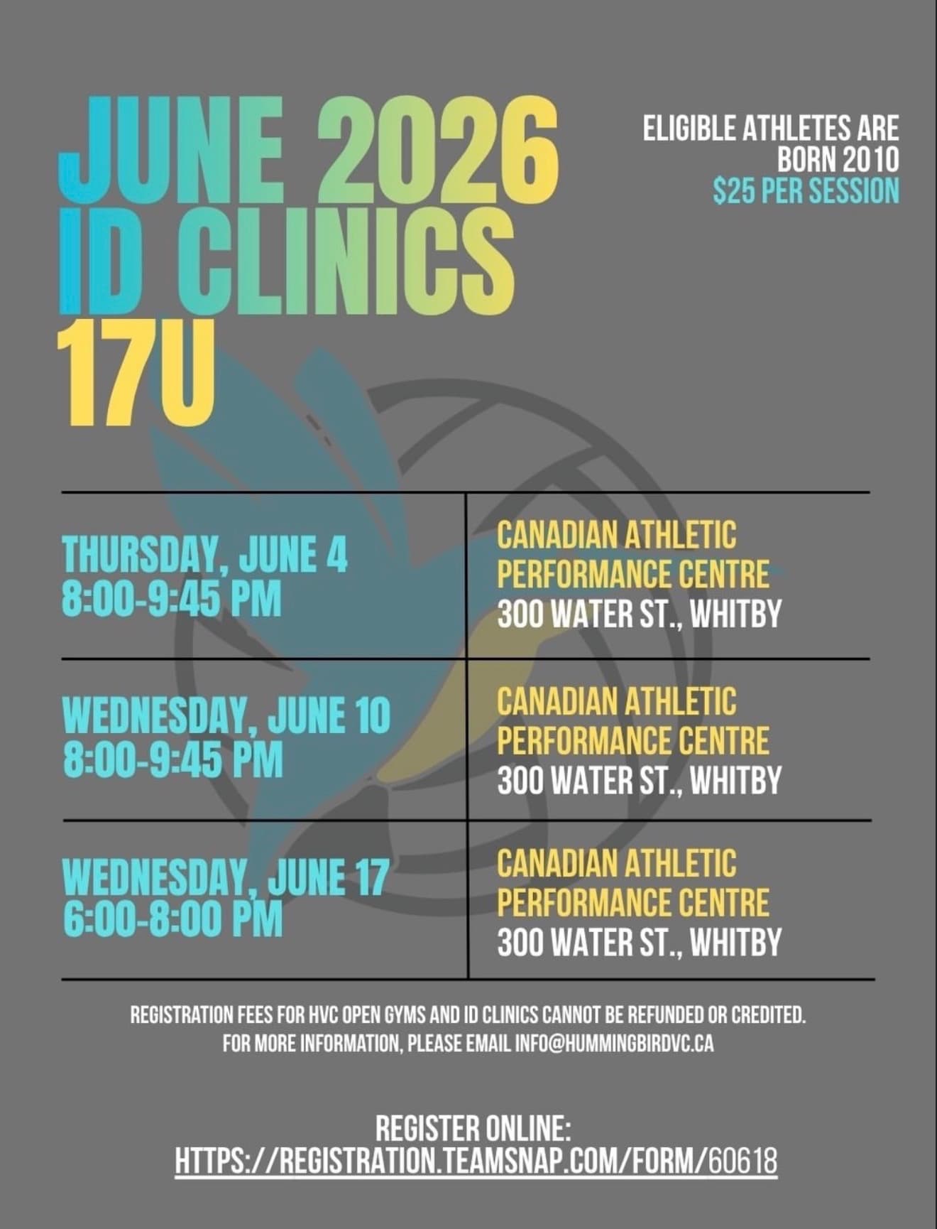 June 2026 ID Clinic - 17U Session 1 flyer