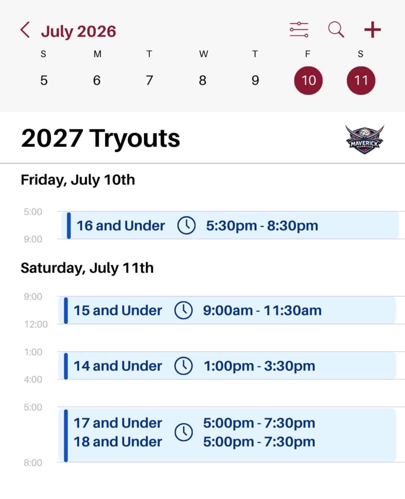 2027 Tryouts - 17U flyer