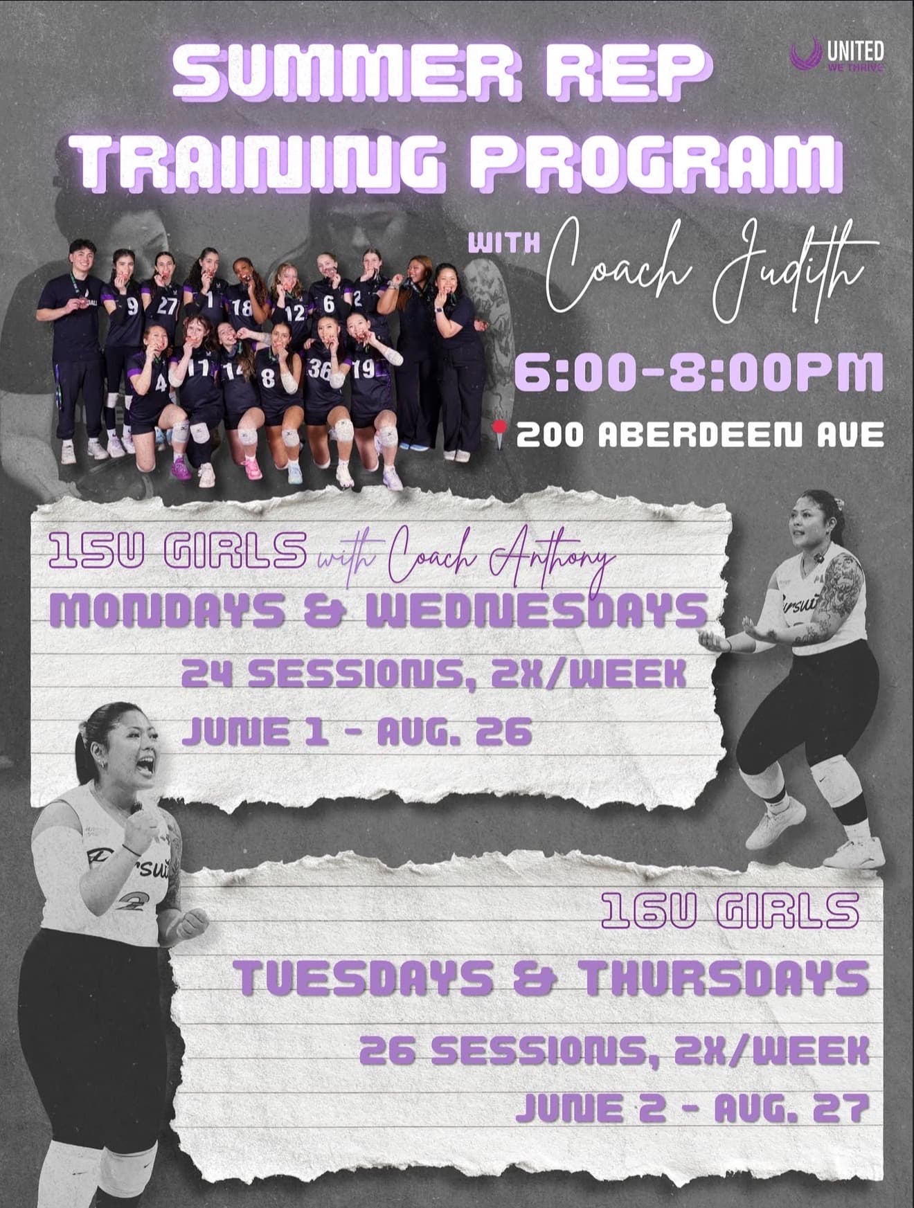 United Summer Rep Training - 15U Girls flyer
