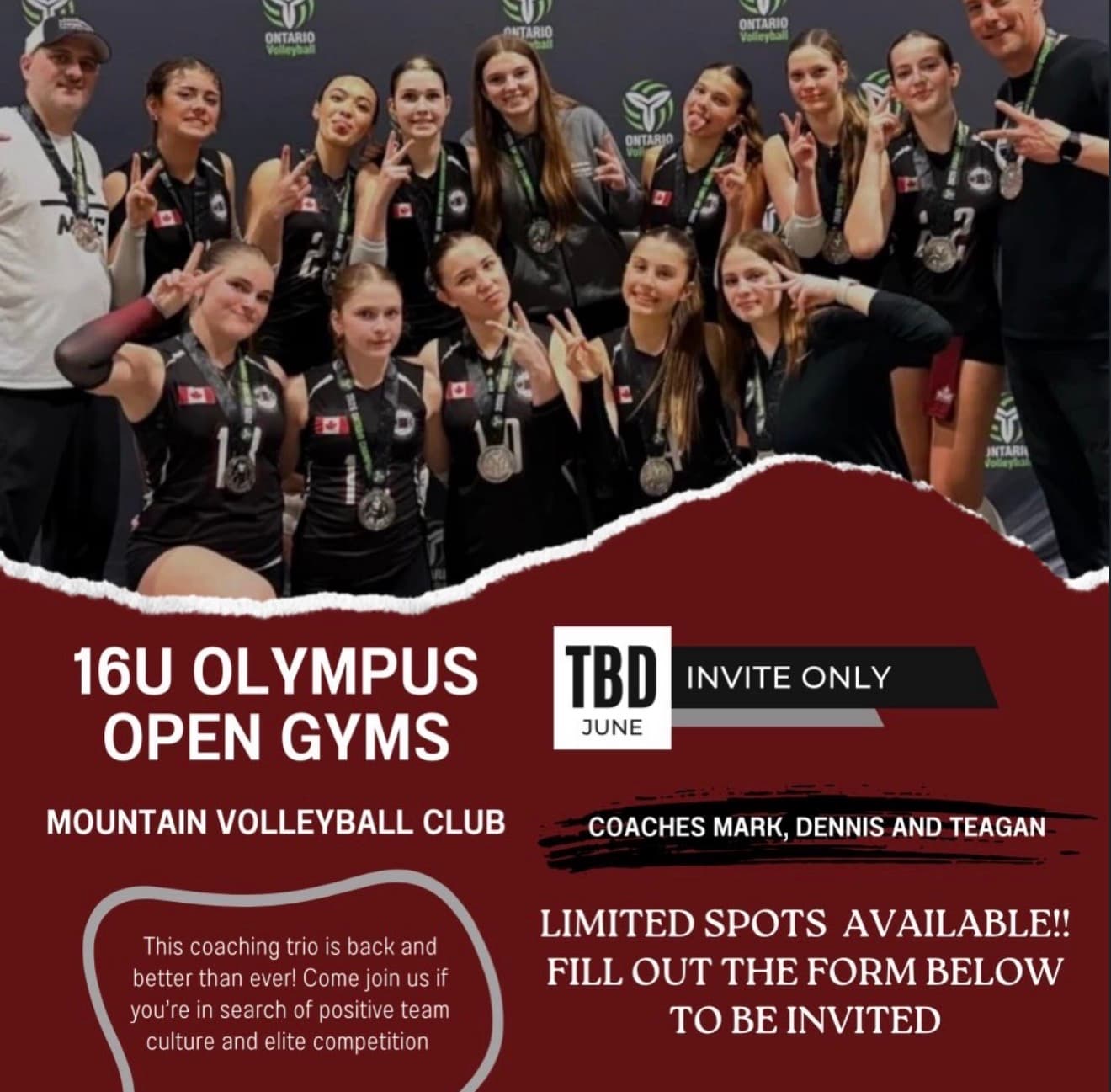 MVC Olympus 16U Girls Open Gyms (Invite Only, 2026/27) flyer