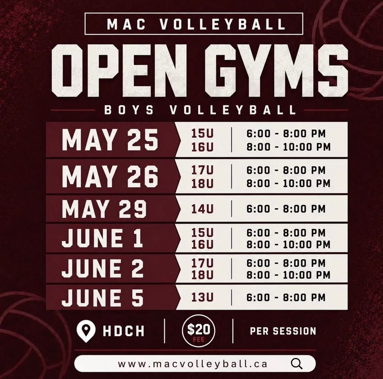 U18 Boys Open Gym flyer