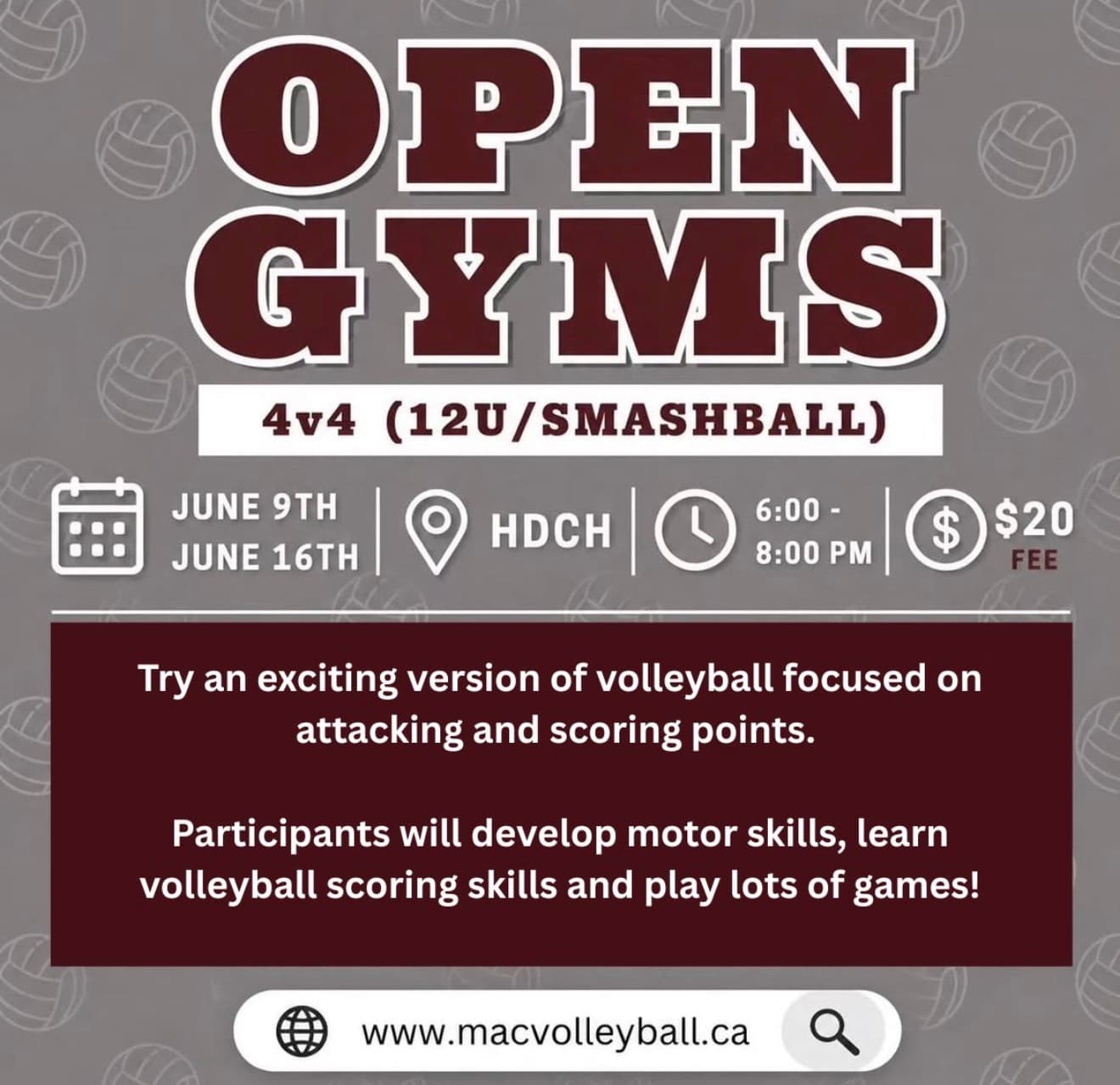 U12 4v4 Smashball Open Gym flyer