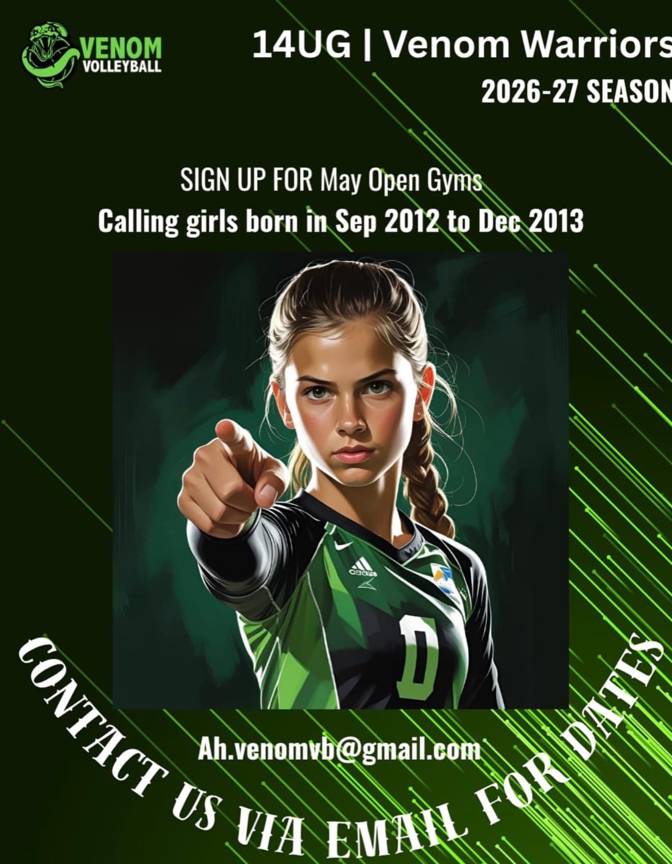14U Girls Open Gym (Warriors) — May (date approx.) flyer