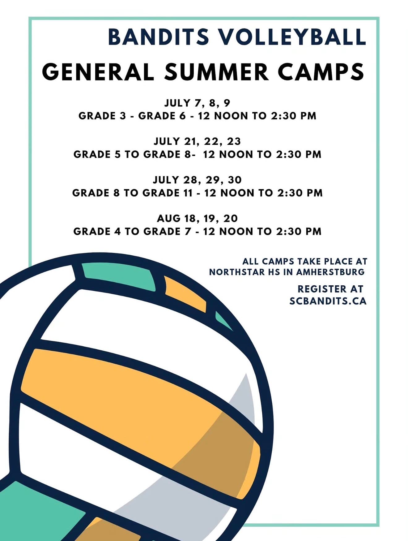 Bandits General Summer Camp — Grades 8-11 (July 28-30) flyer