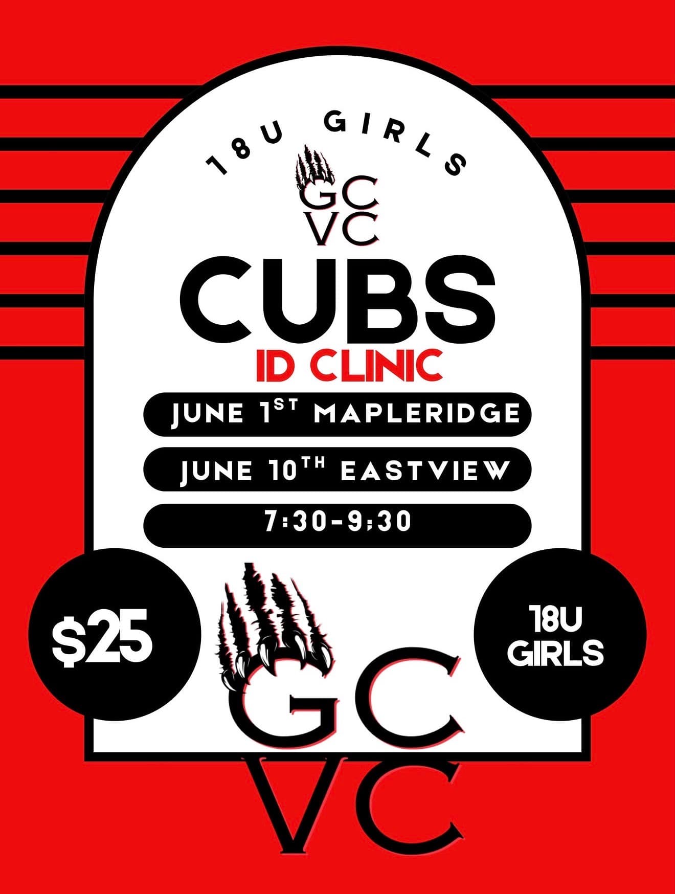U18 Girls ID Clinic (Cubs) โ Mapleridge flyer