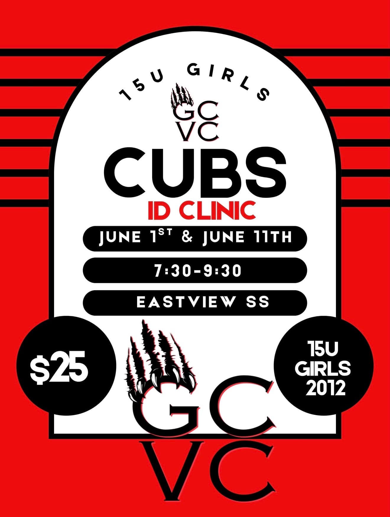 U15 Girls Cubs ID Clinic flyer