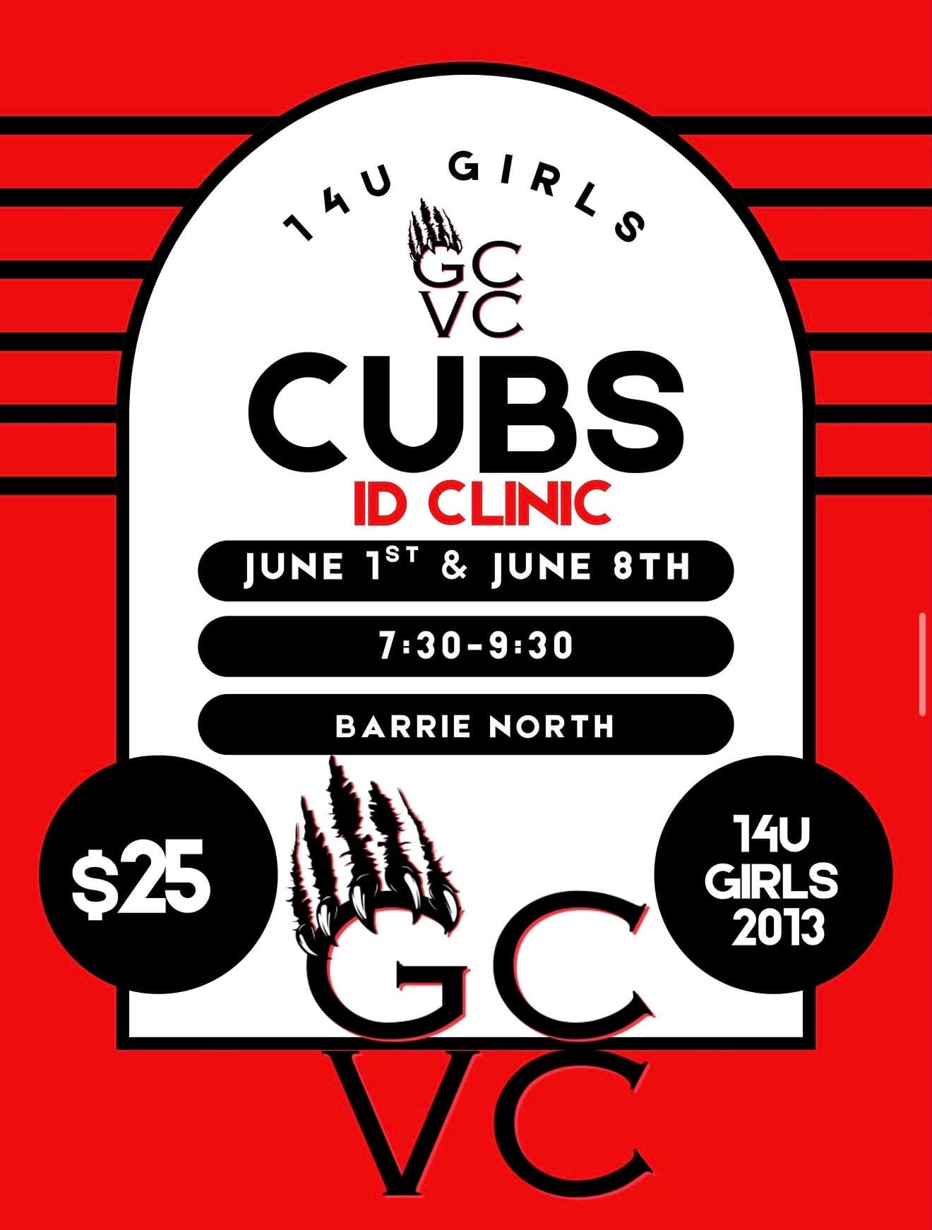 U14 Girls Cubs ID Clinic flyer