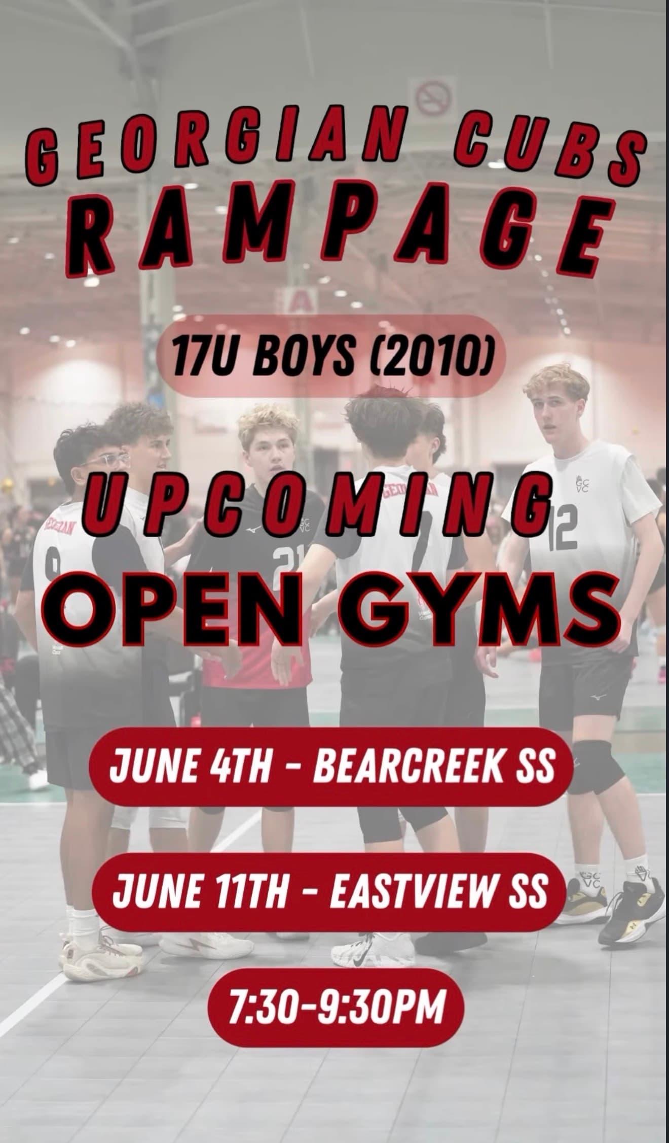 U17 Boys Rampage Open Gym flyer