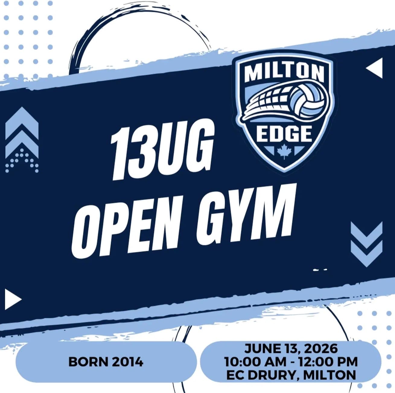 U13 Girls Milton Edge Open Gym (June 13) flyer