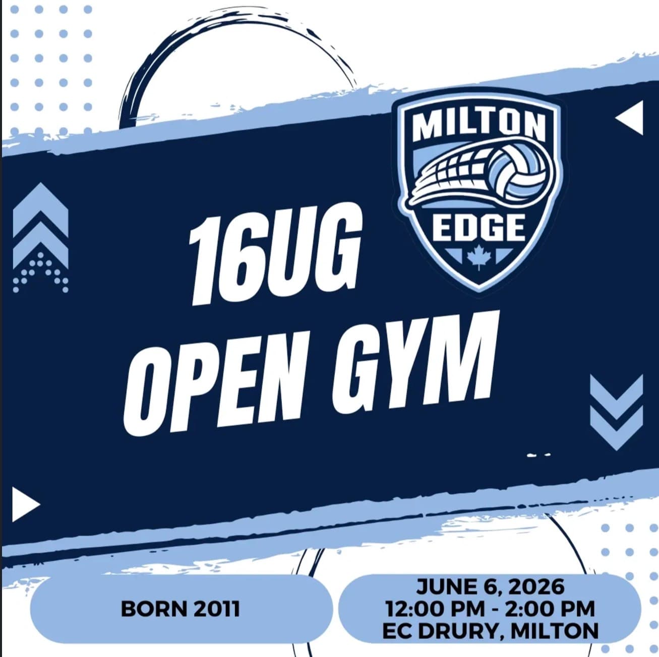U16 Girls Milton Edge Open Gym (June 6) flyer