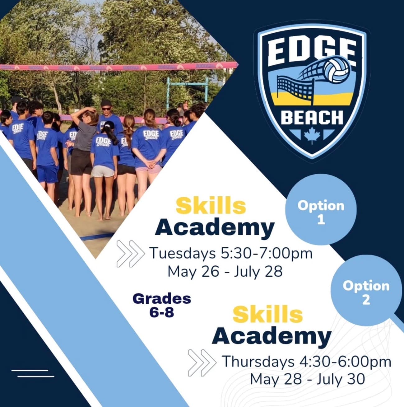 Edge Beach Skills Academy - Tuesdays (Grades 6-8) flyer