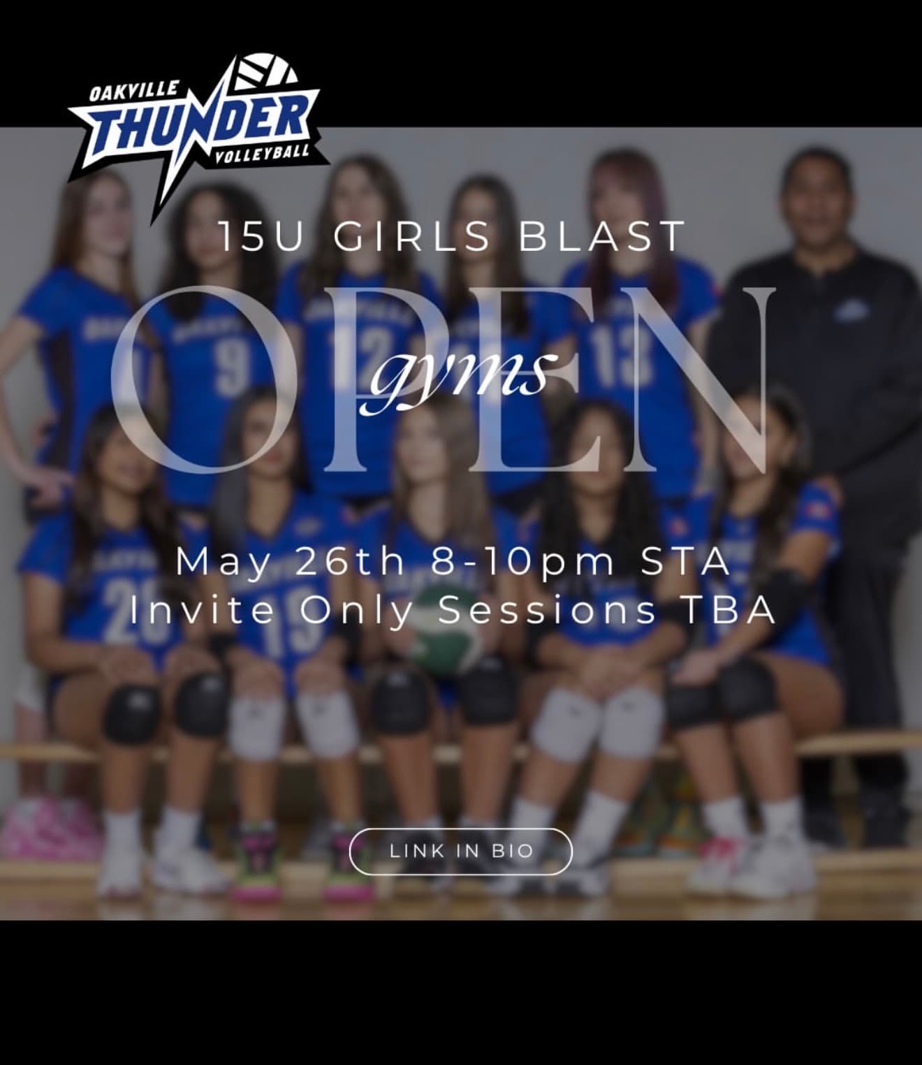 U15 Girls Blast Open Gym flyer