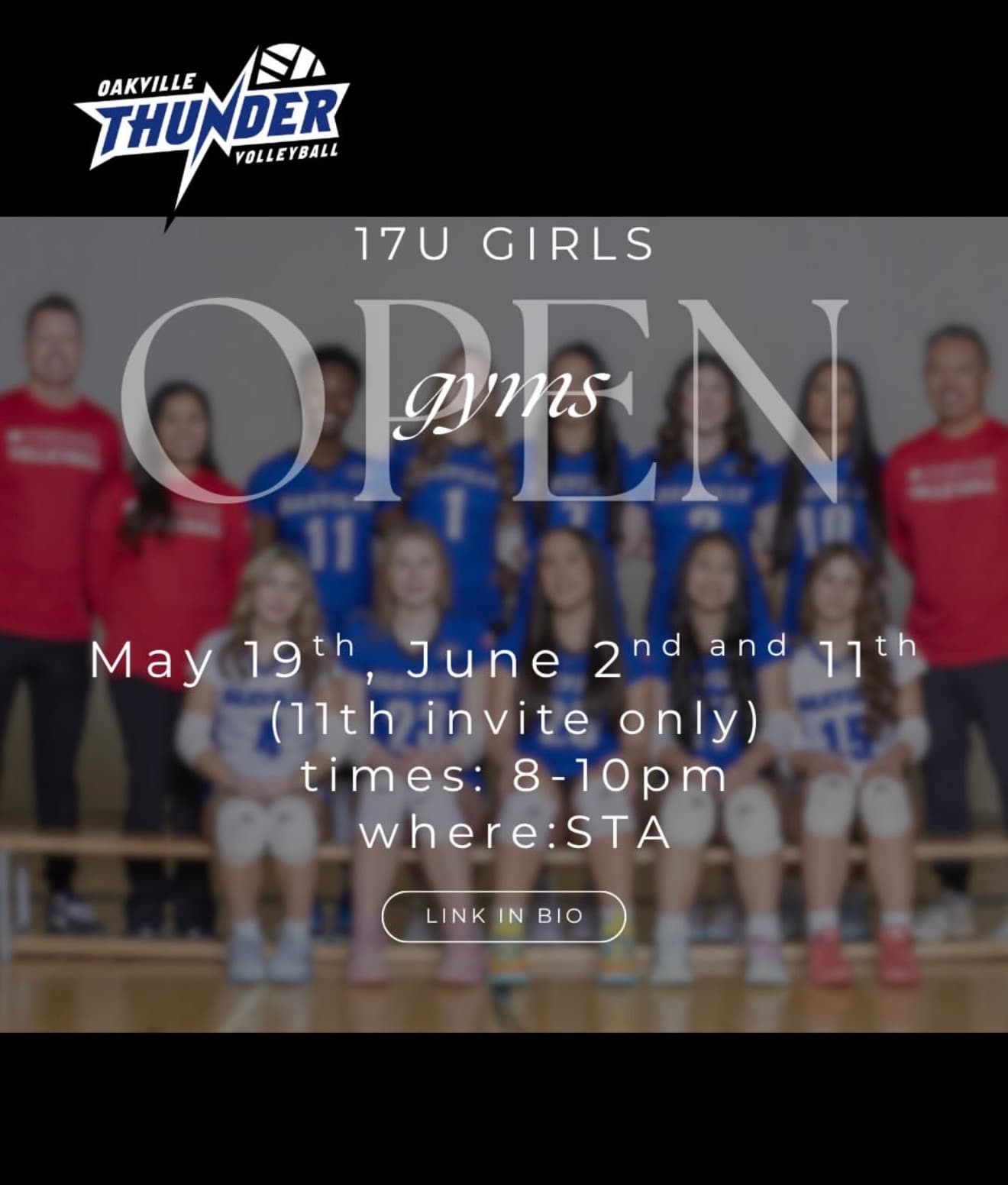 U17 Girls Open Gyms flyer