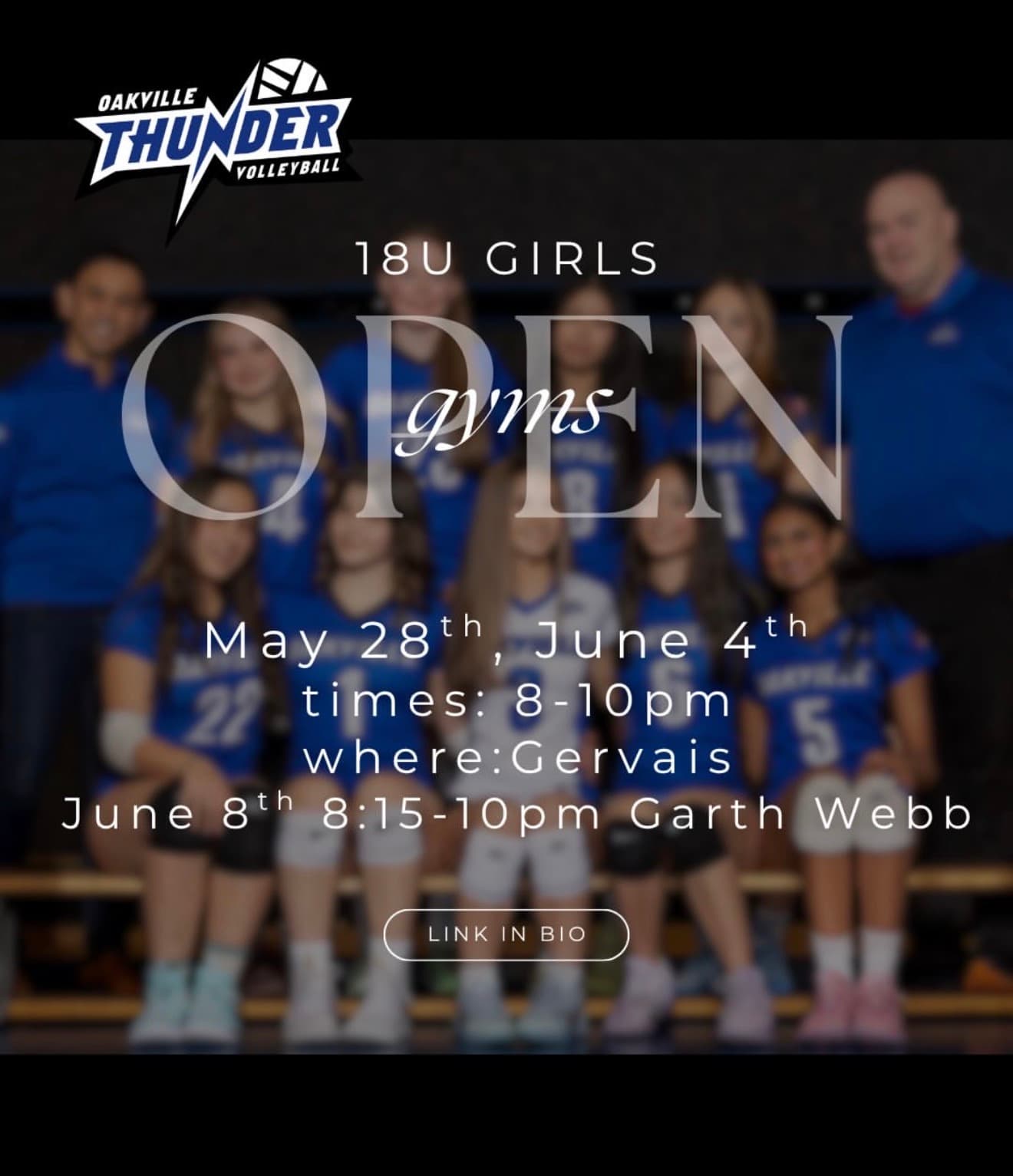 U18 Girls Open Gyms flyer