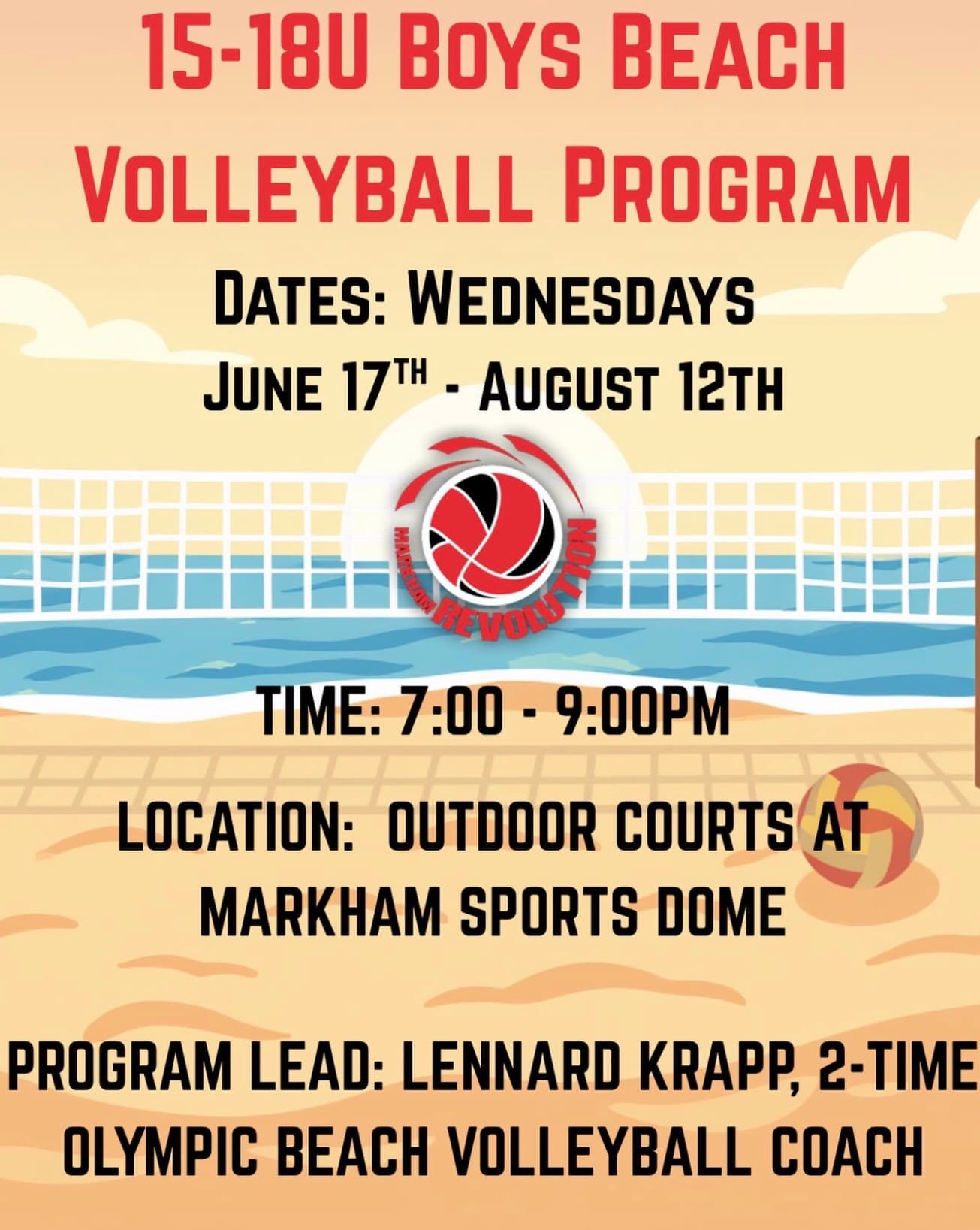 U16 Boys Beach Volleyball Program (Wednesdays) flyer