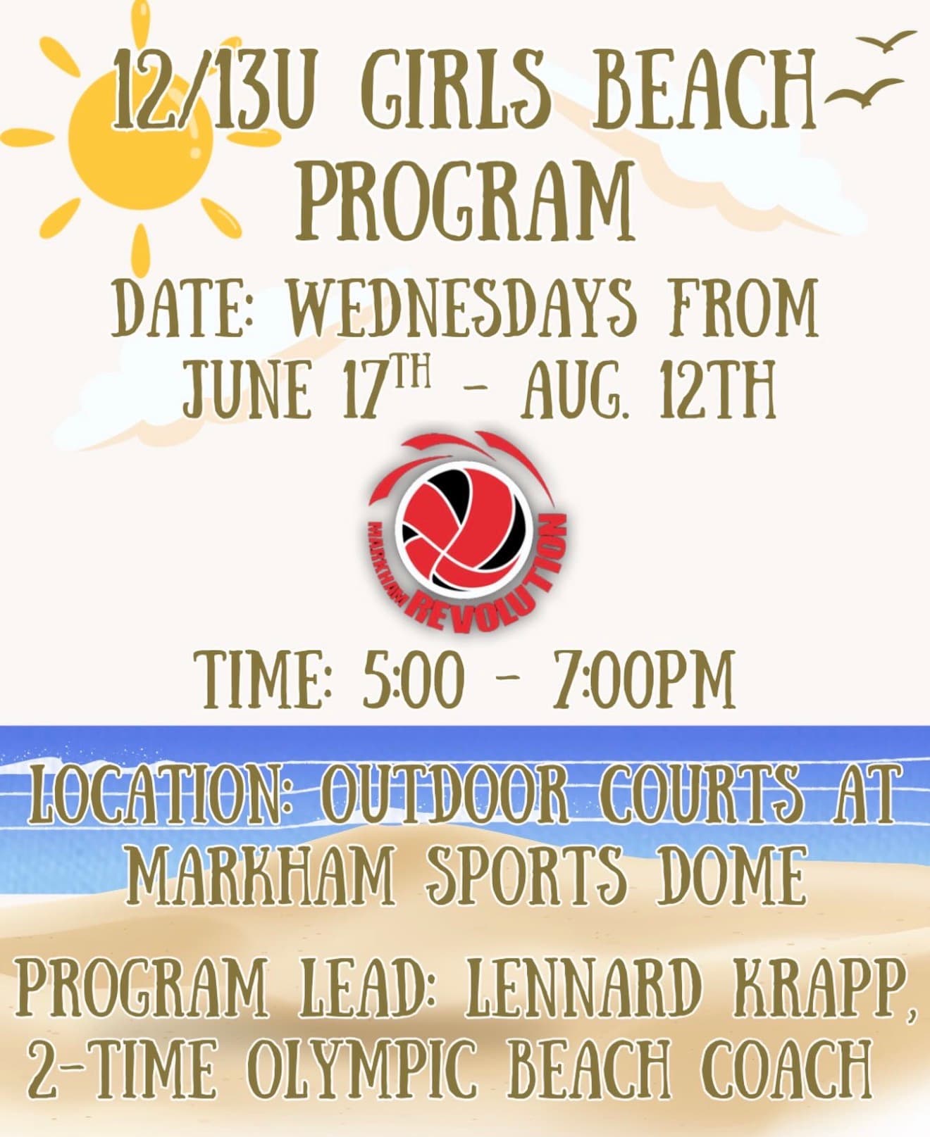 U12 Girls Beach Program (Wednesdays) flyer