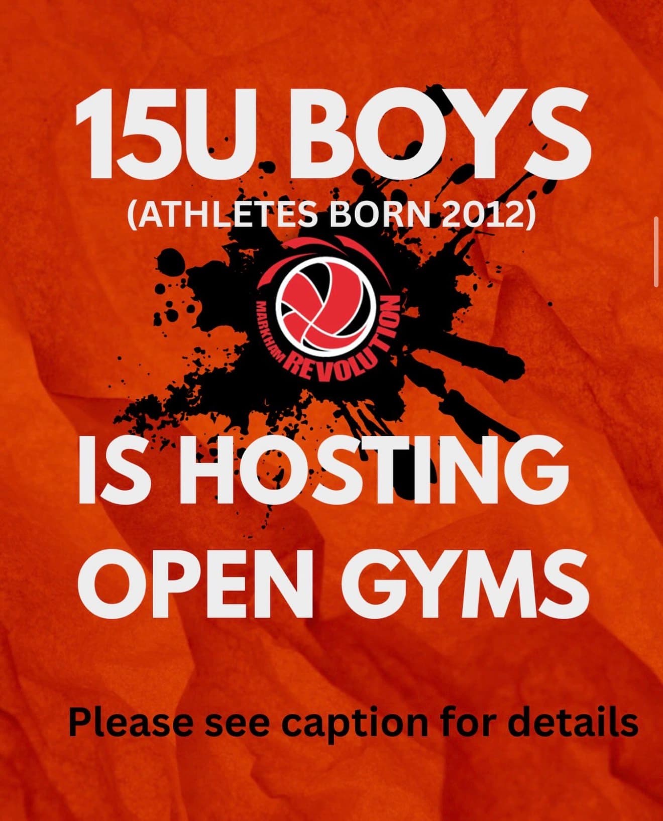 U15 Boys Open Gym (born 2012) flyer