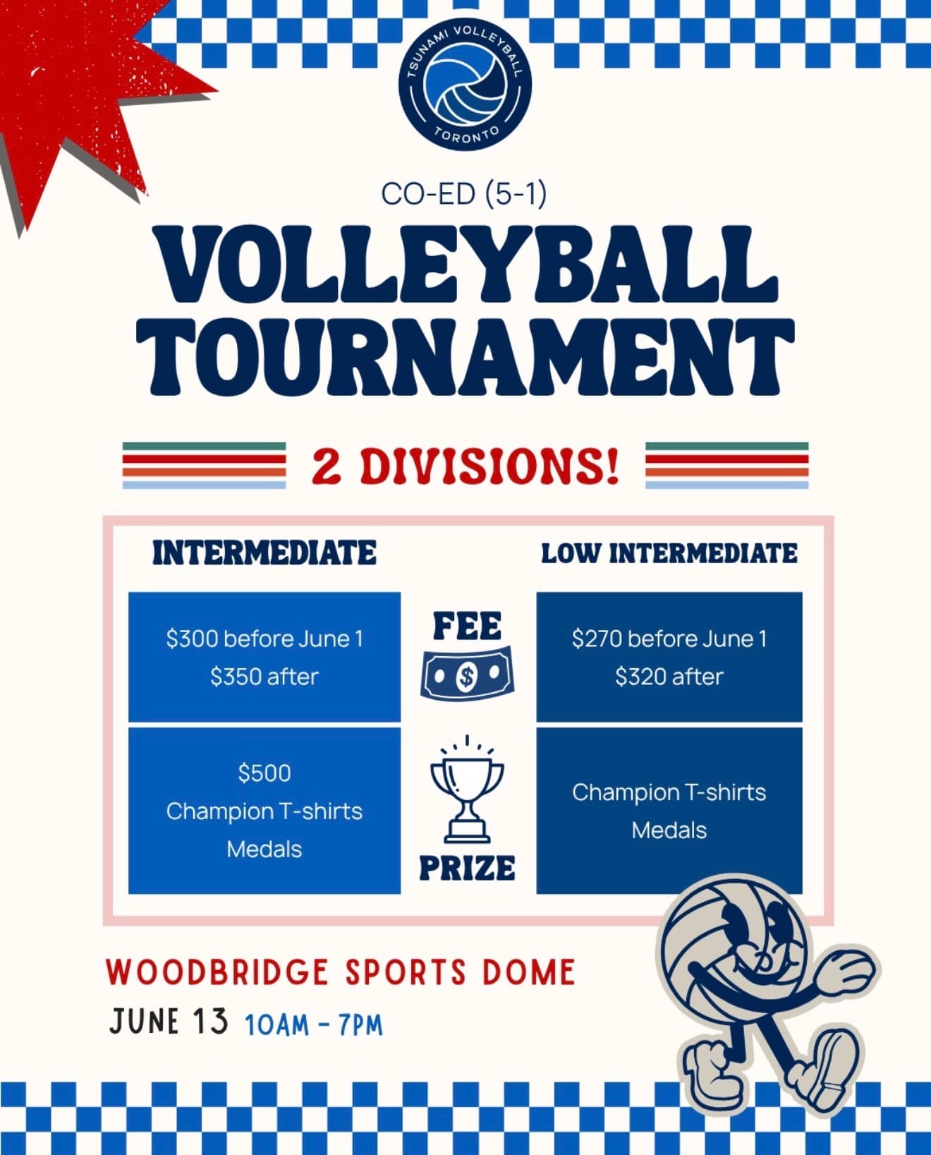 Co-Ed (5-1) Volleyball Tournament - Low Intermediate Division flyer