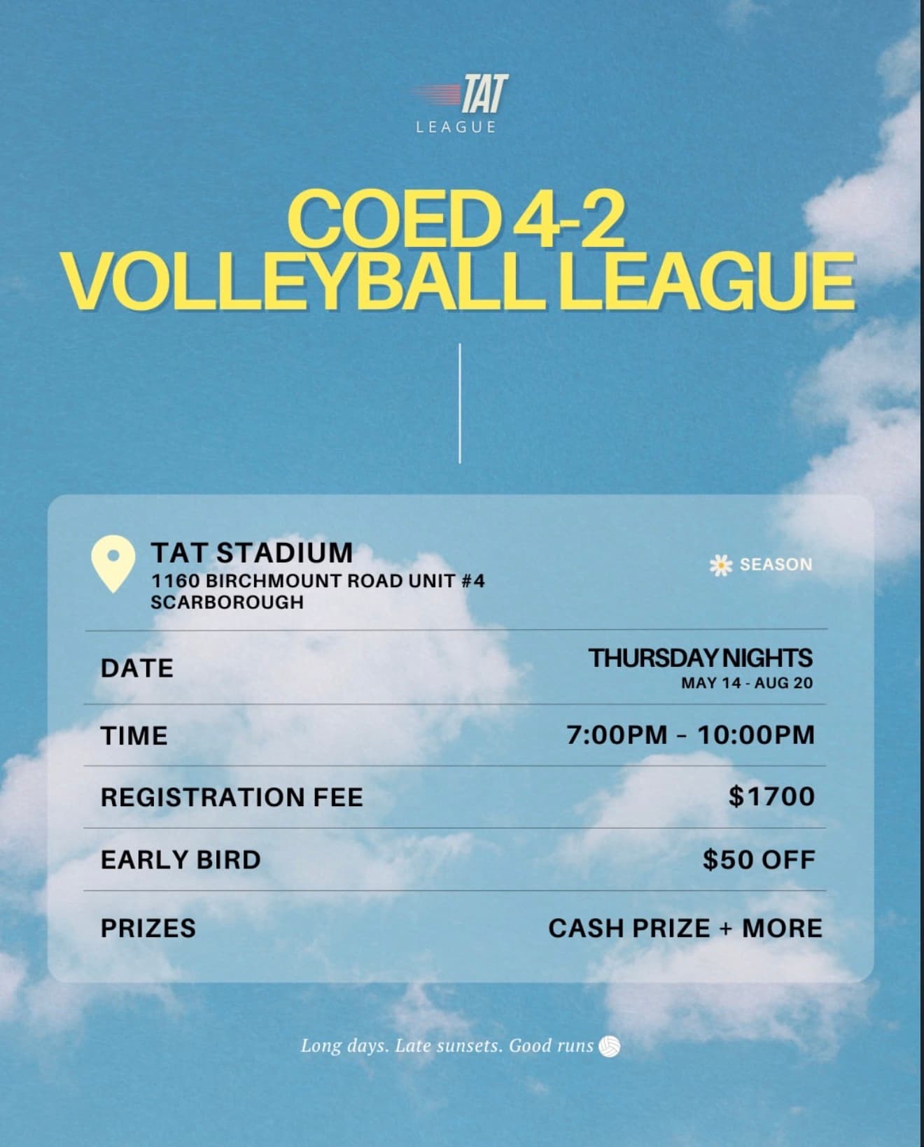 Coed 4-2 Volleyball League flyer
