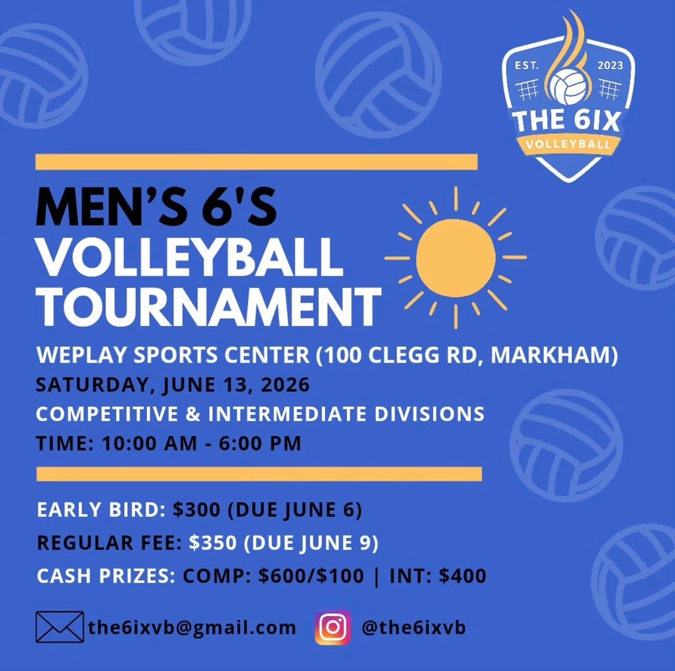 Men's 6s Volleyball Tournament - Intermediate Division flyer