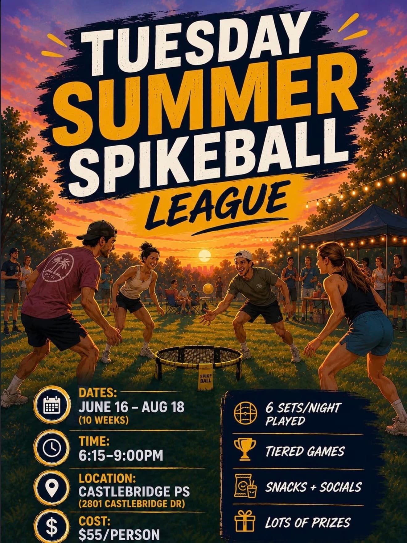 Tuesday Summer Spikeball League flyer