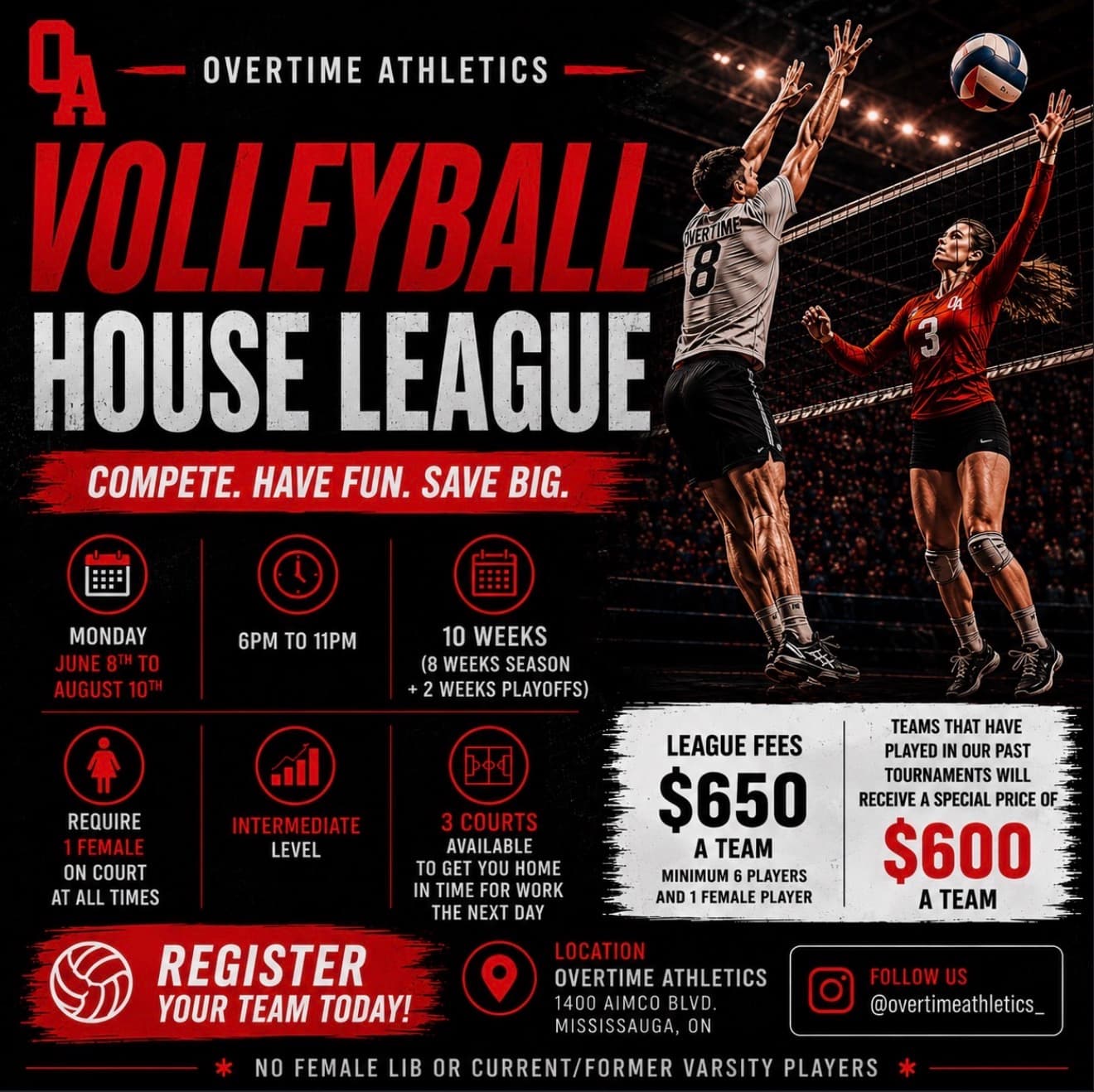 Coed Volleyball House League flyer
