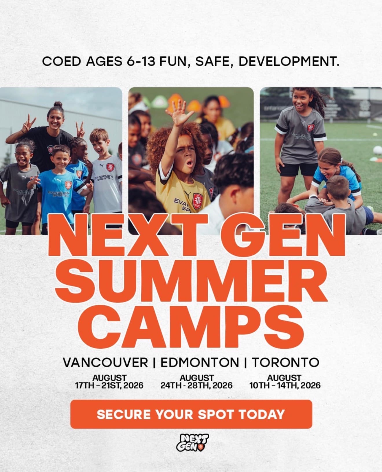 Next Gen Summer Camp Toronto (Soccer, Ages 6-13) flyer
