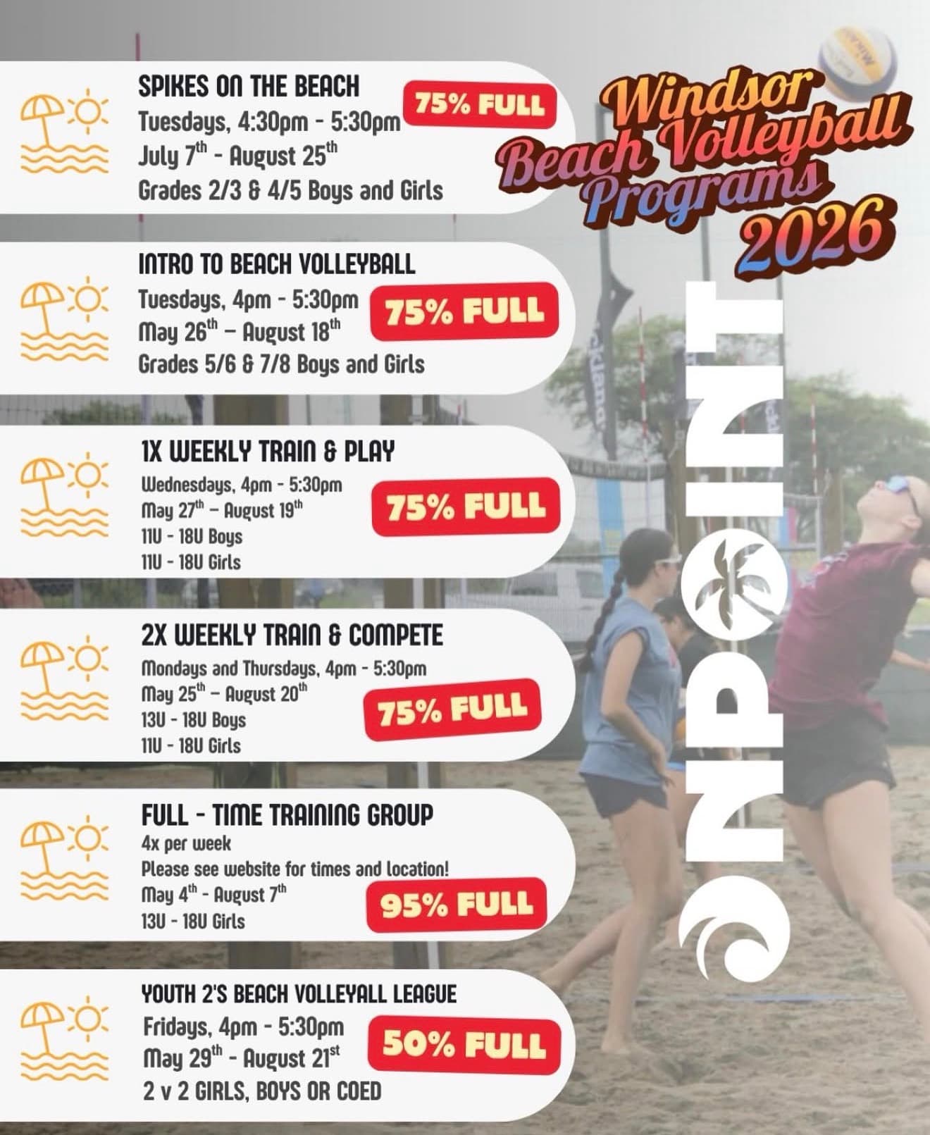 Windsor Beach - 2X Weekly Train & Compete (Girls U11-U18) flyer