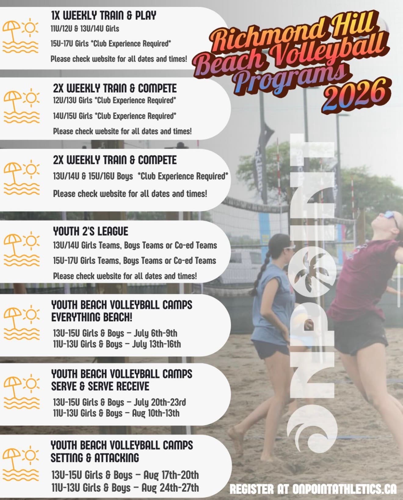 Richmond Hill Beach Camp - Serve & Serve Receive (Coed U13-U15) flyer