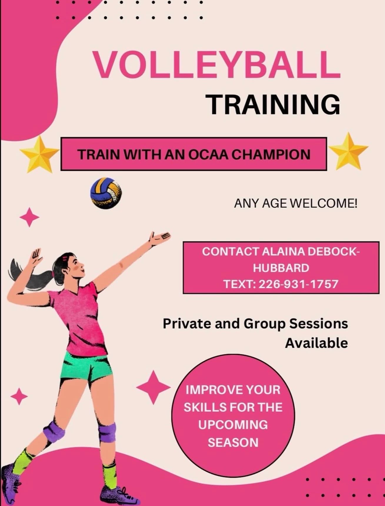Volleyball Training with an OCAA Champion (All Ages) flyer