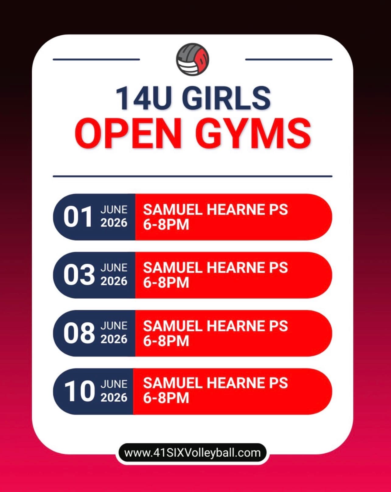 14U Girls Open Gyms flyer