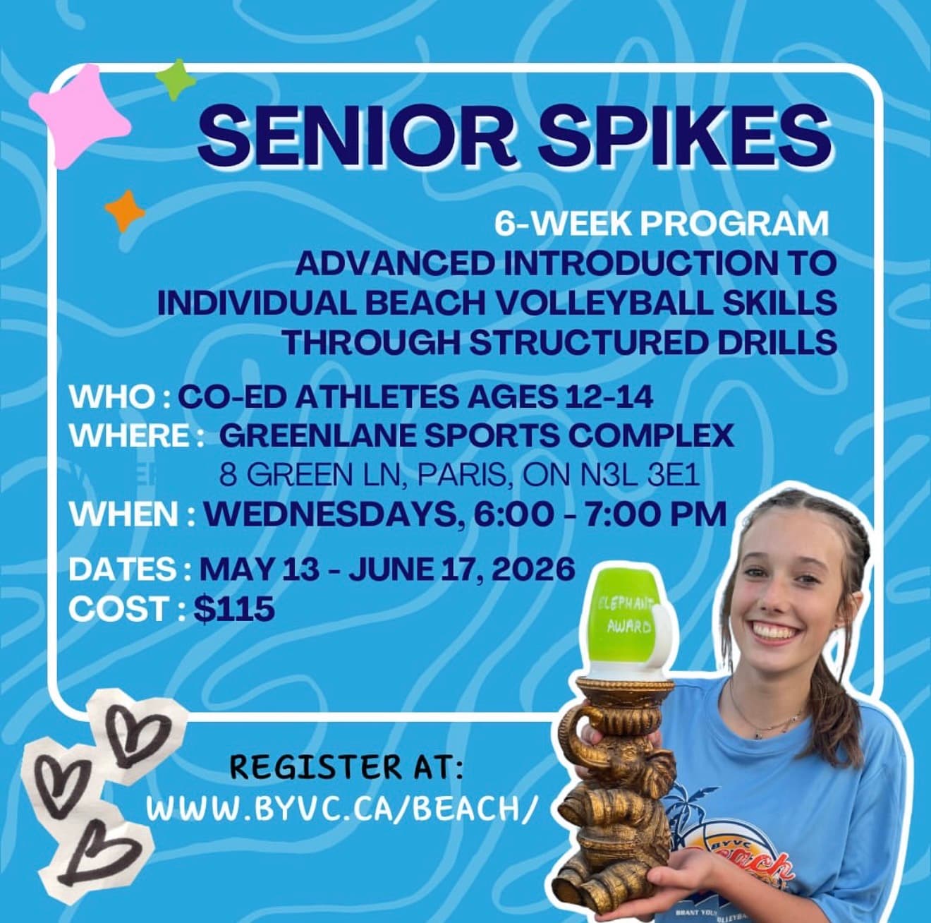 Senior Spikes - Beach Volleyball Development (Co-ed Ages 12-14) flyer