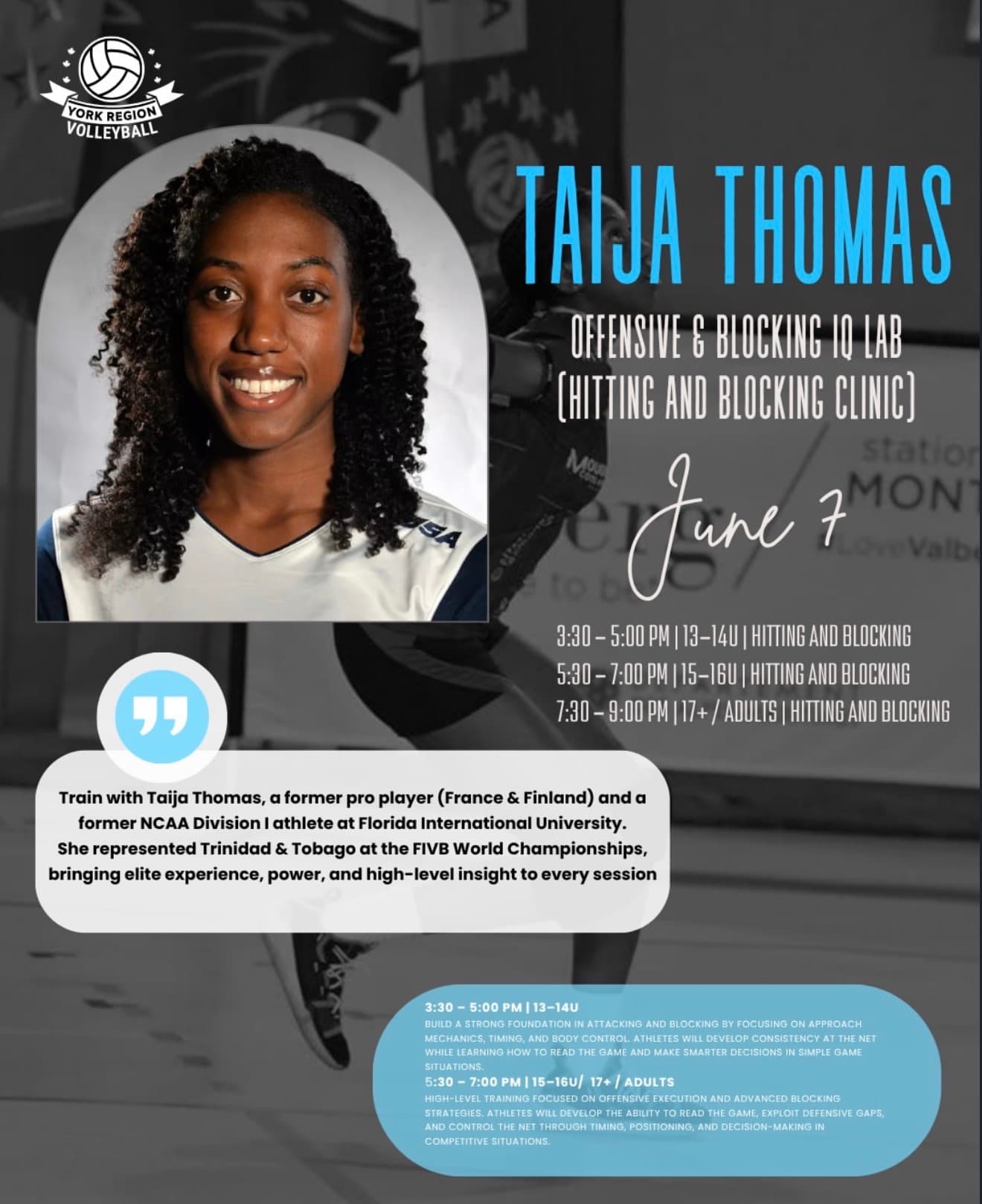 Taija Thomas Hitting & Blocking IQ Lab (U15-U16) flyer