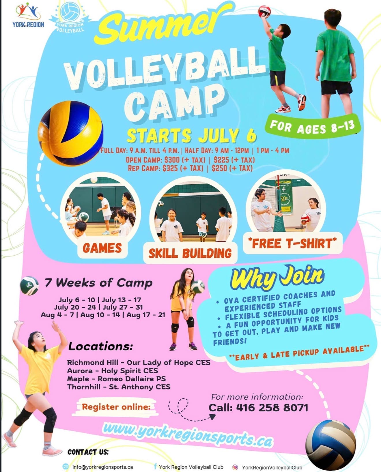 York Region Summer Volleyball Camp (Ages 8-13) flyer