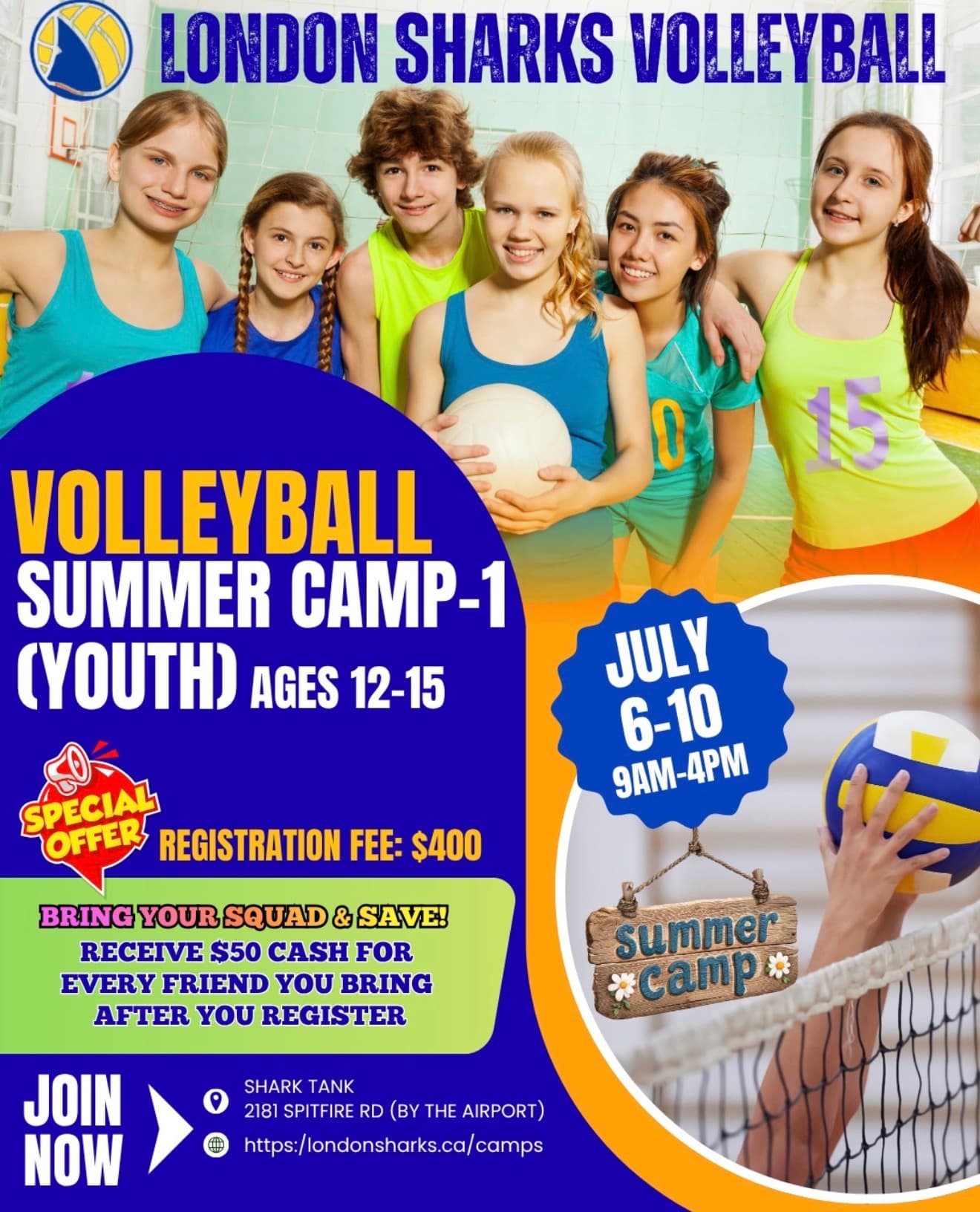 Volleyball Summer Camp 1 (Youth Ages 12-15) flyer