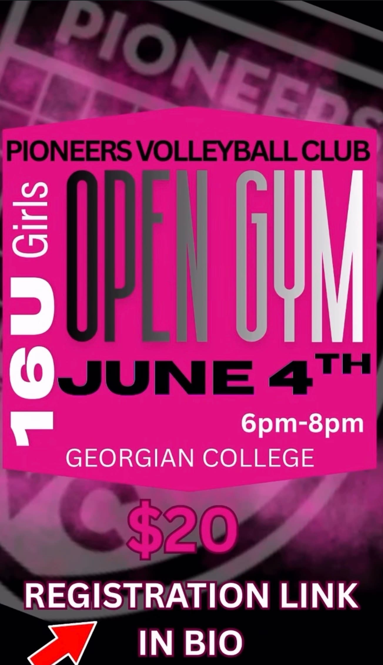 16U Girls Open Gym flyer