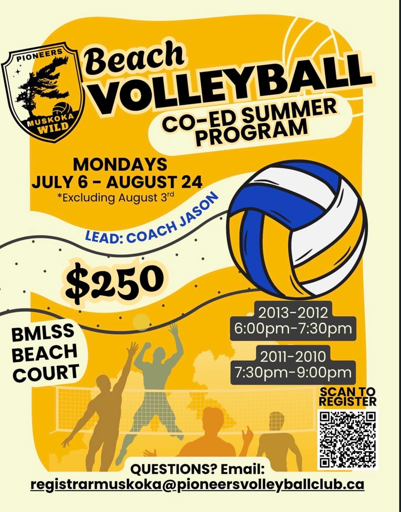 Muskoka Wild Co-ed Beach Volleyball Summer Program (Born 2011-2010) flyer
