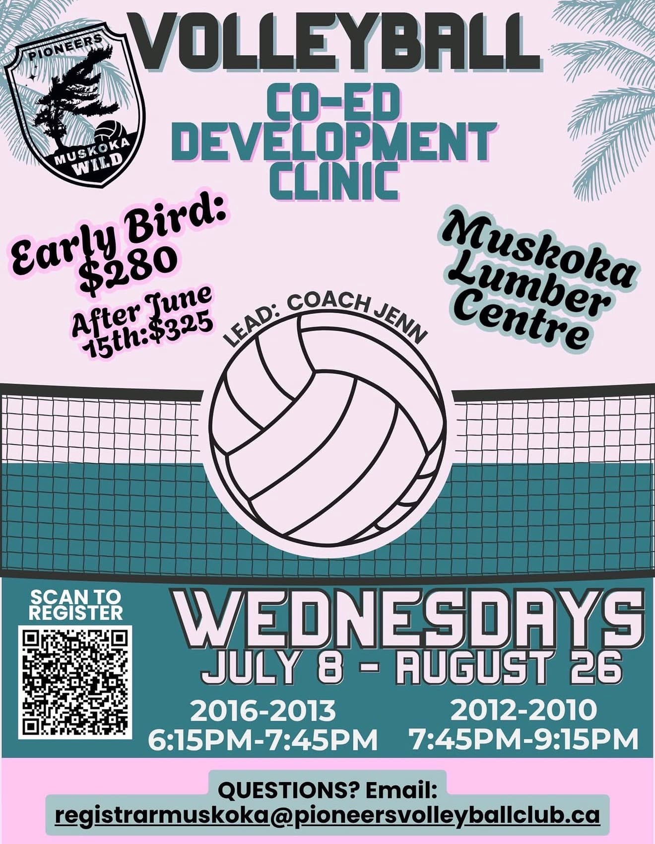 Muskoka Co-ed Volleyball Development Clinic - Wednesdays (Born 2012-2010) flyer