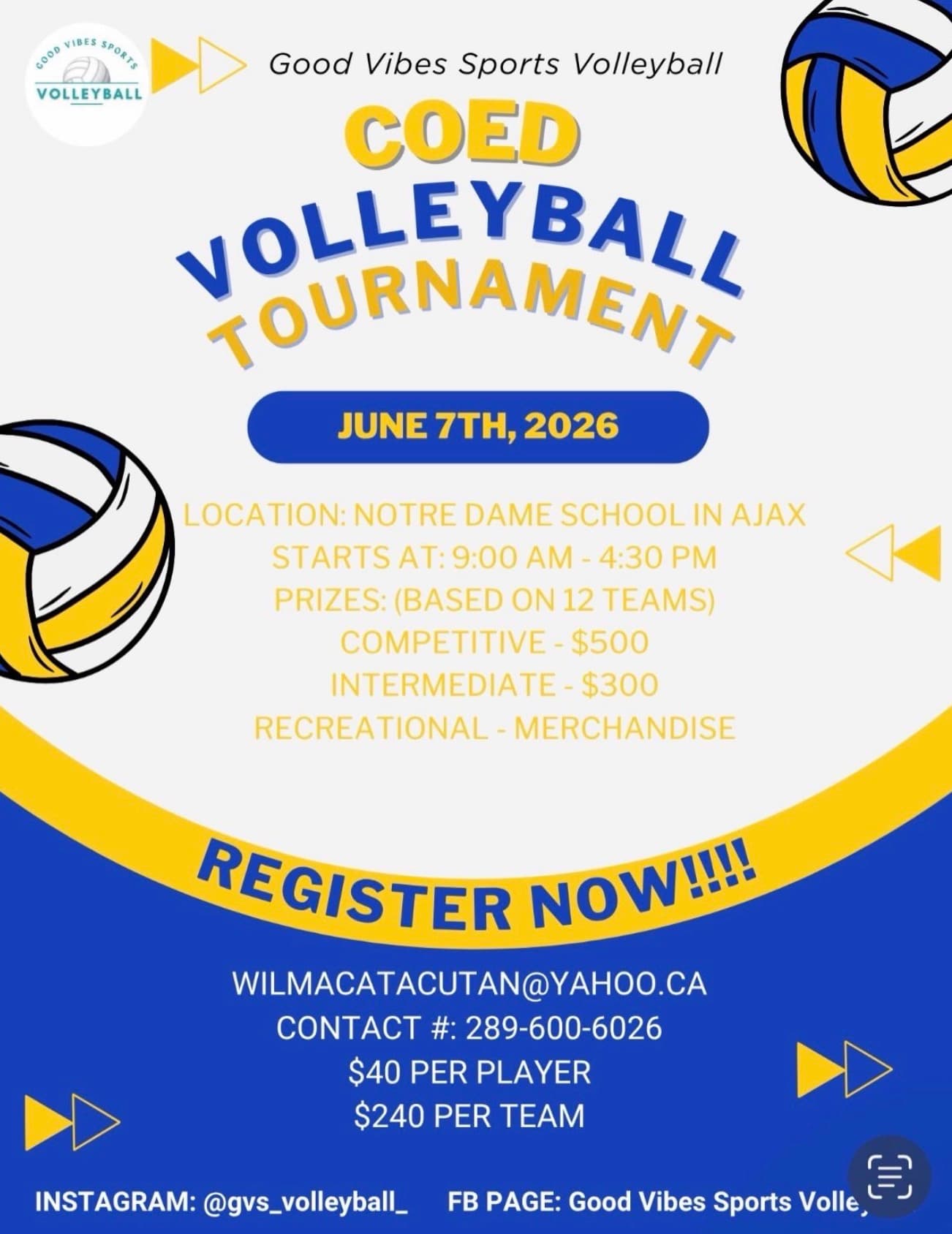 Coed Volleyball Tournament flyer