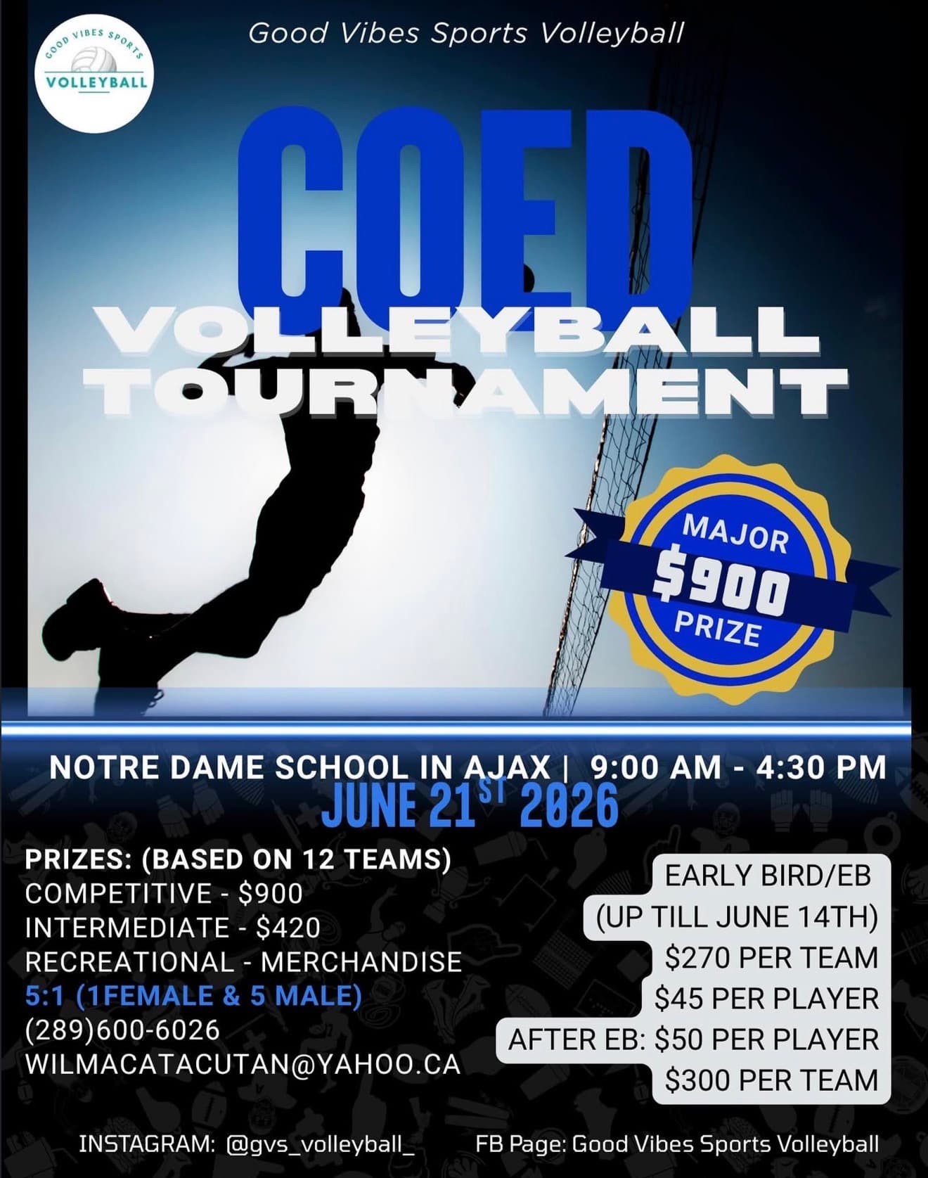 Coed Volleyball Tournament flyer